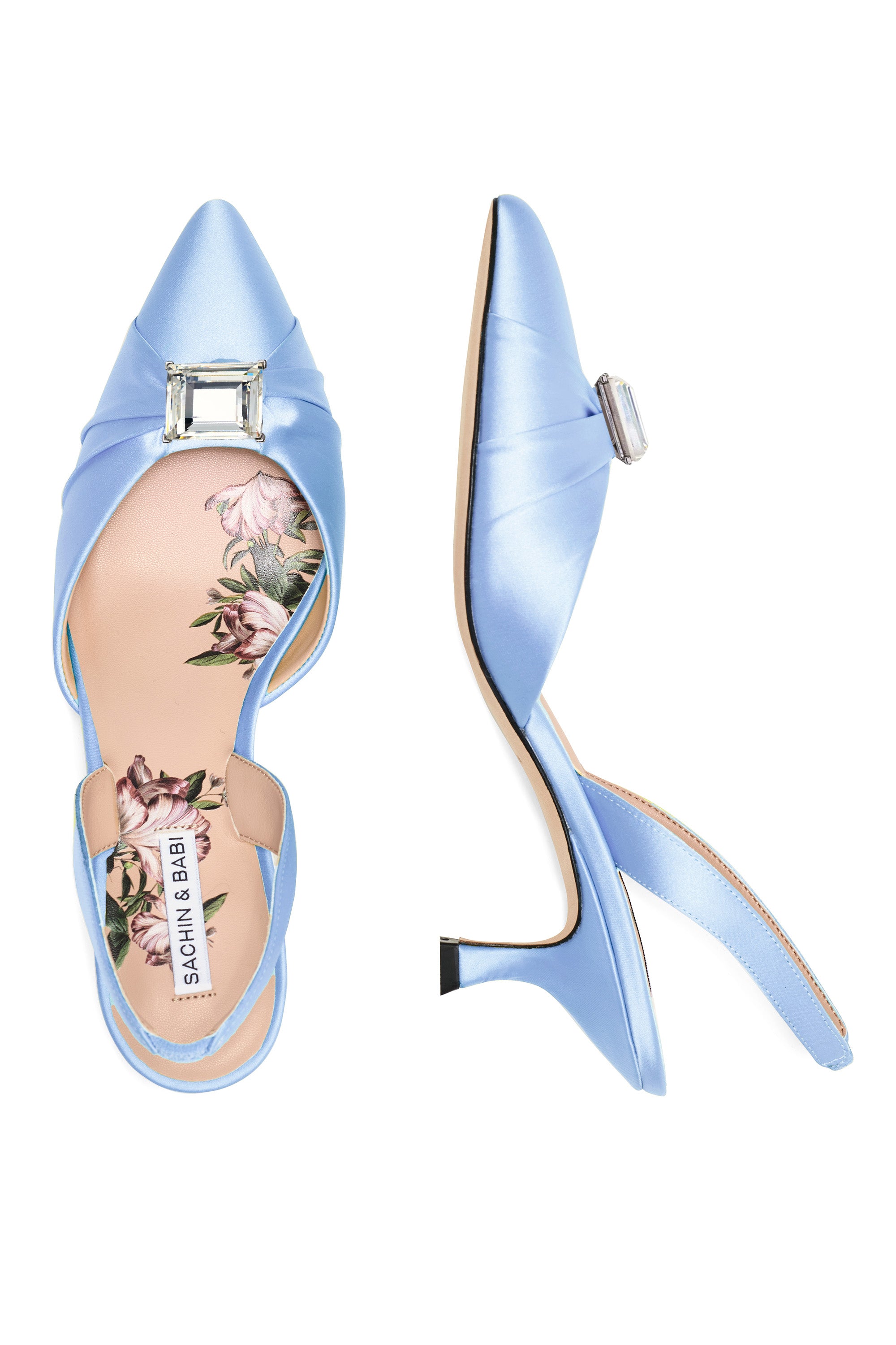 YORK KITTEN HEEL - GLACIAL BLUE