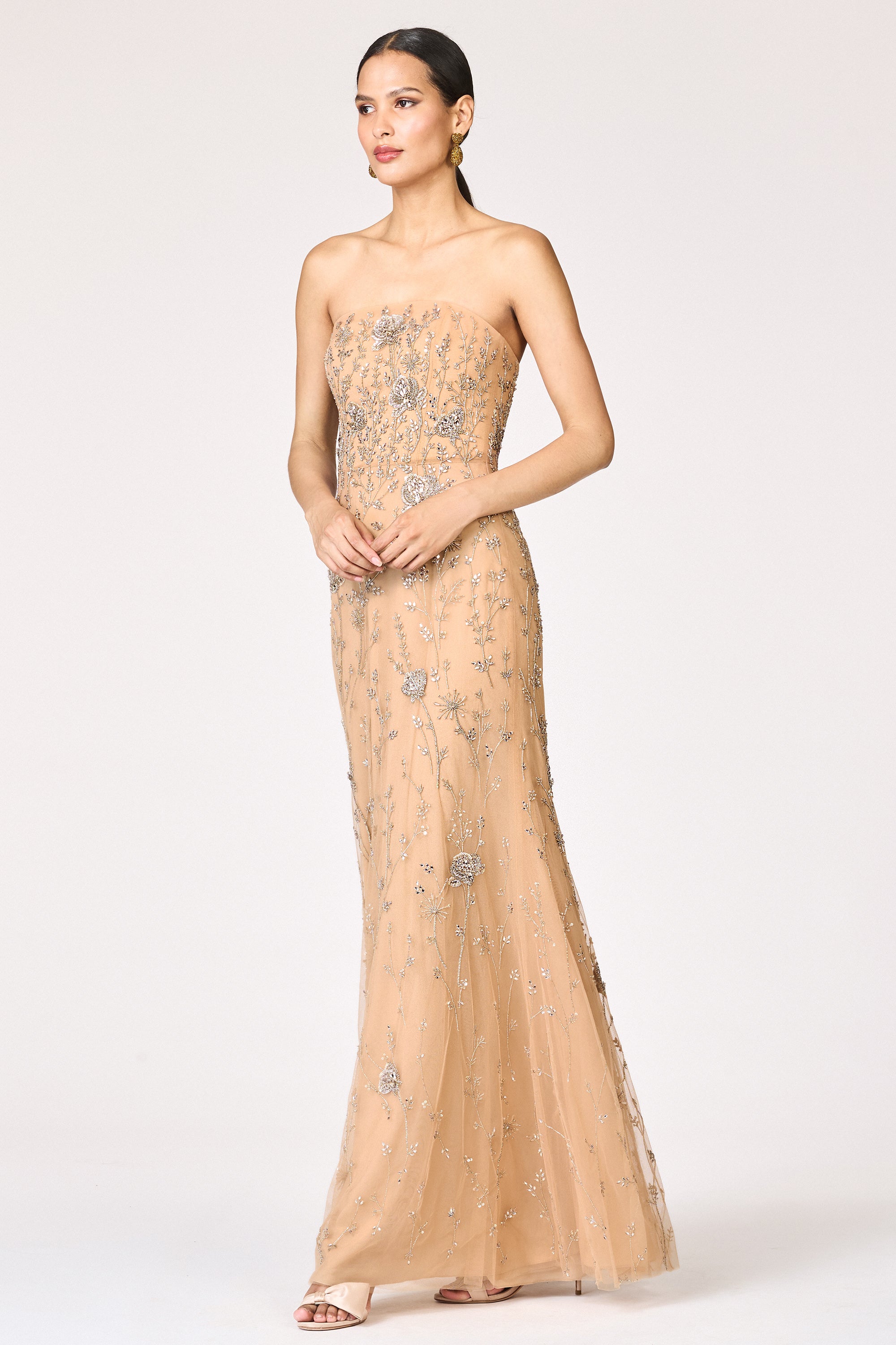 EMBELLISHED VIENNA GOWN - FAWN
