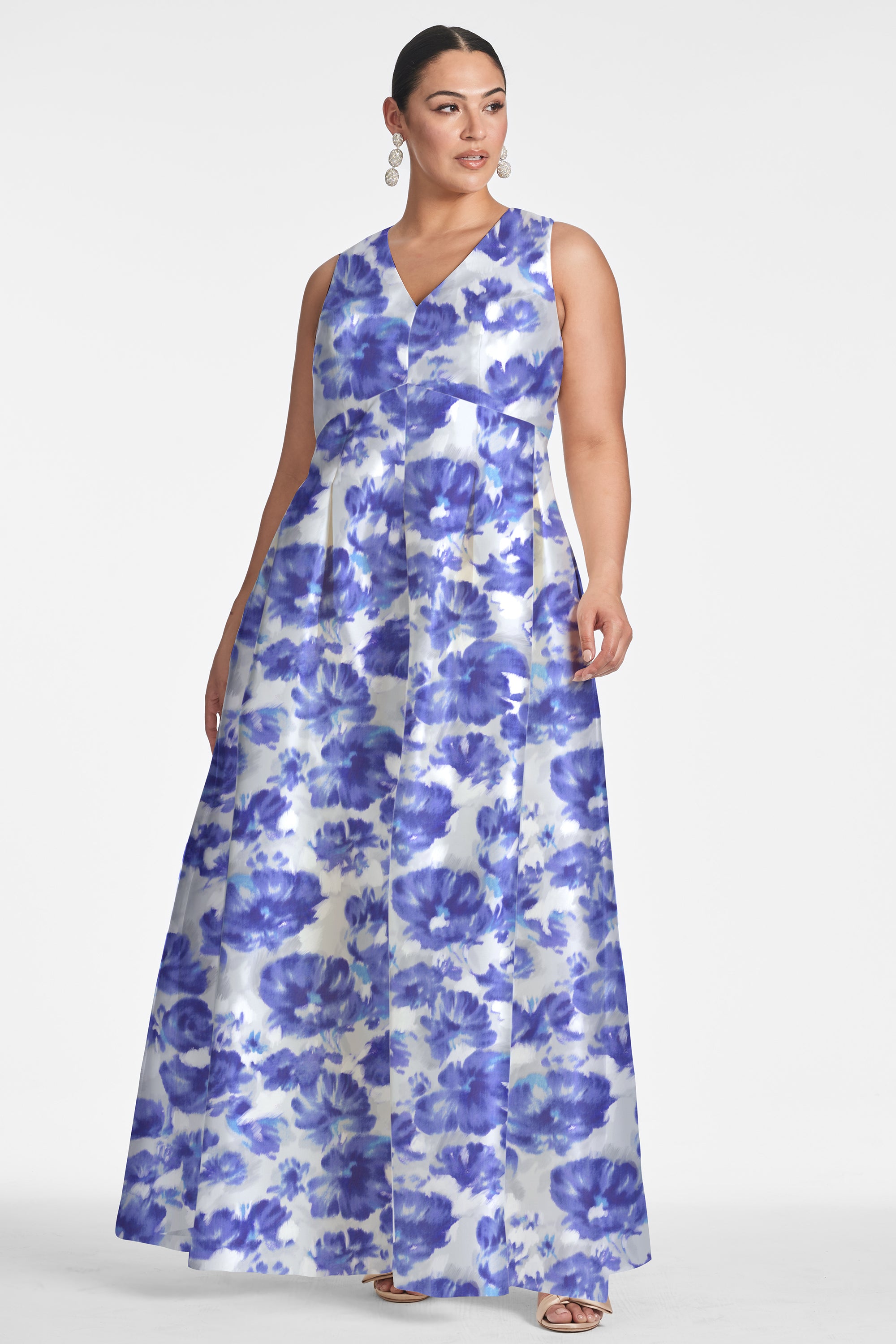 Brooke Gown - Azure Watercolor Floral - Final Sale