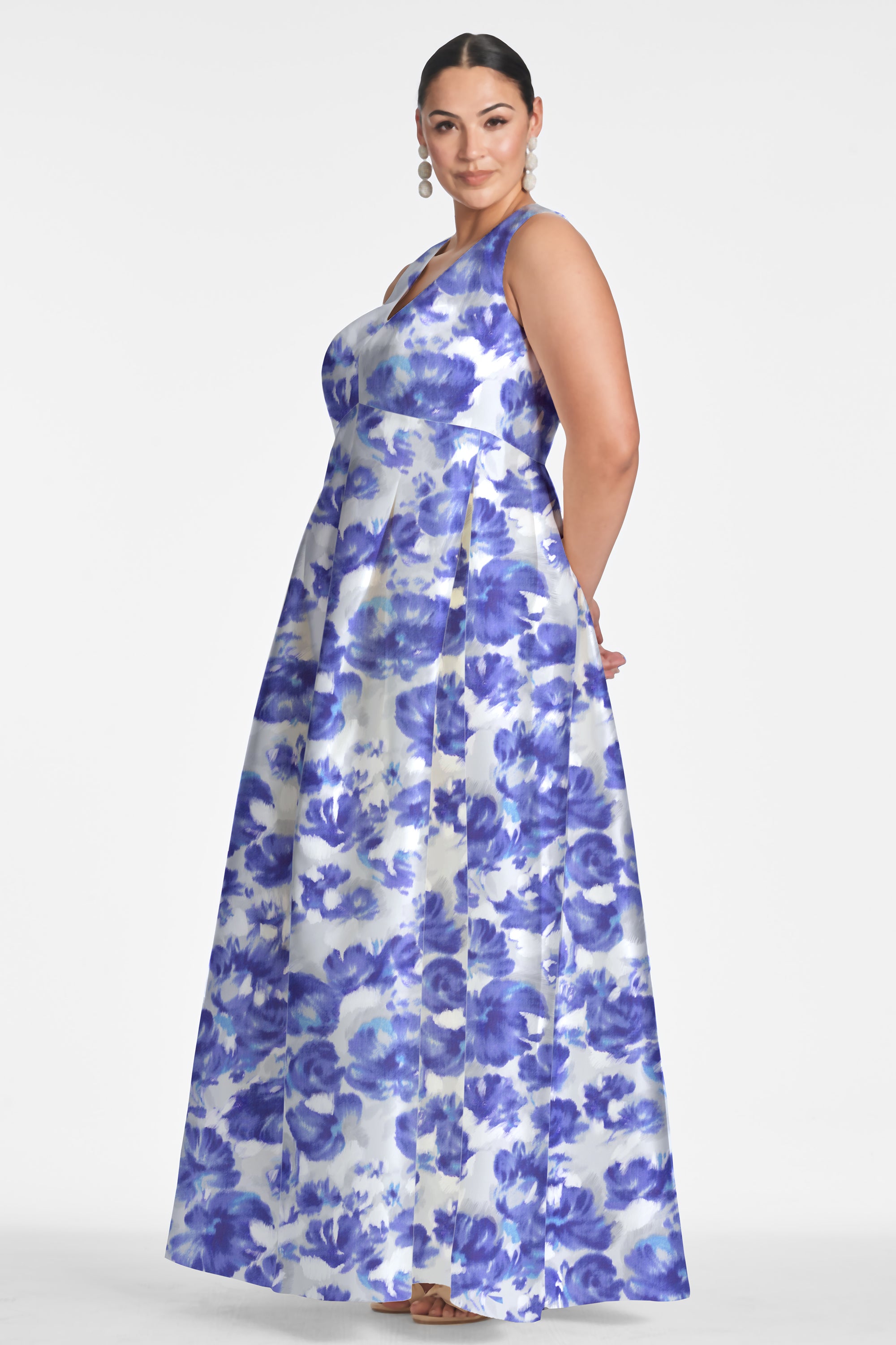 Brooke Gown - Azure Watercolor Floral - Final Sale