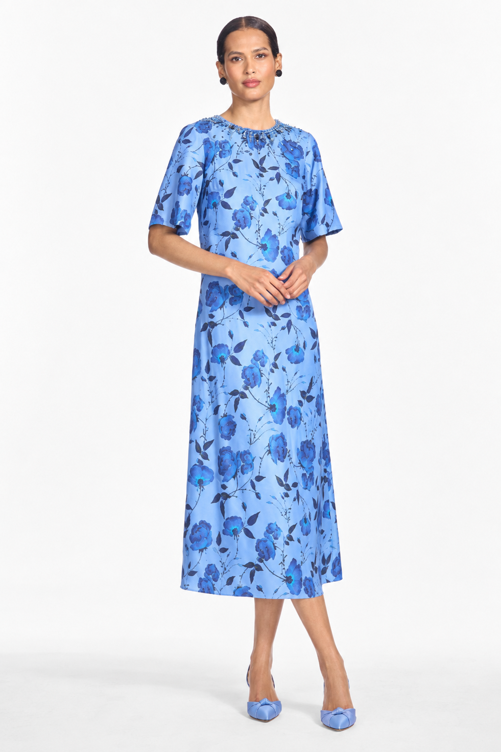 EMBELLISHED LEMIE DRESS - WILD STEEL ROSES