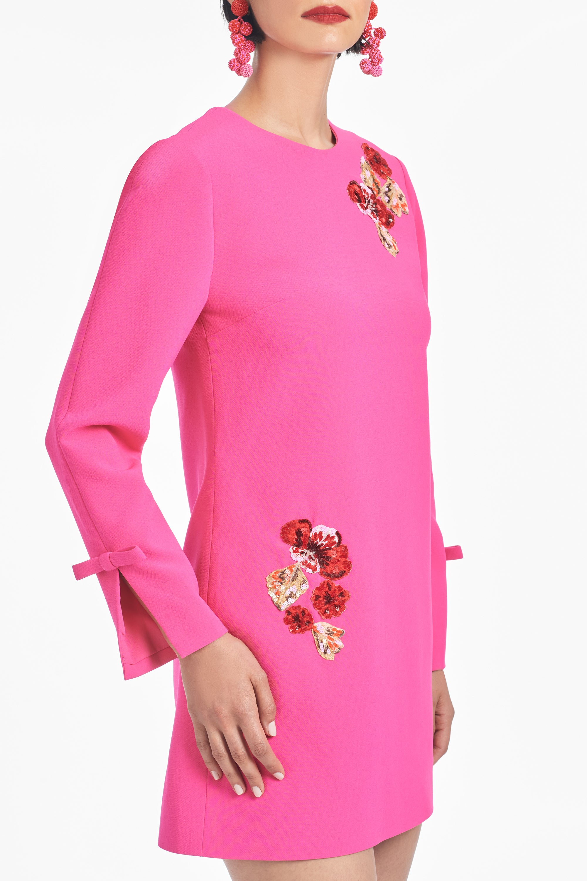 Embroidered Lily Dress - Electric Pink - Final Sale