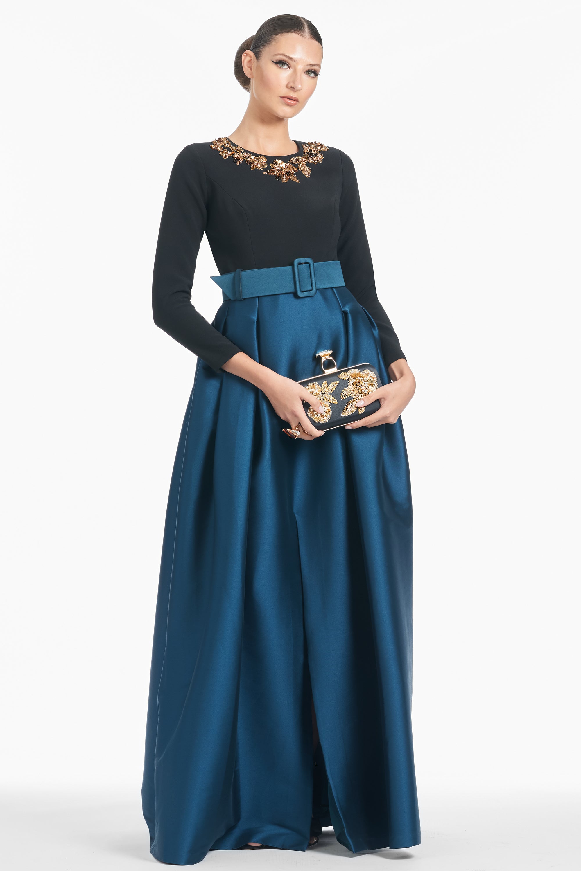 Victoria Gown - Black/Bottle Green - Final Sale