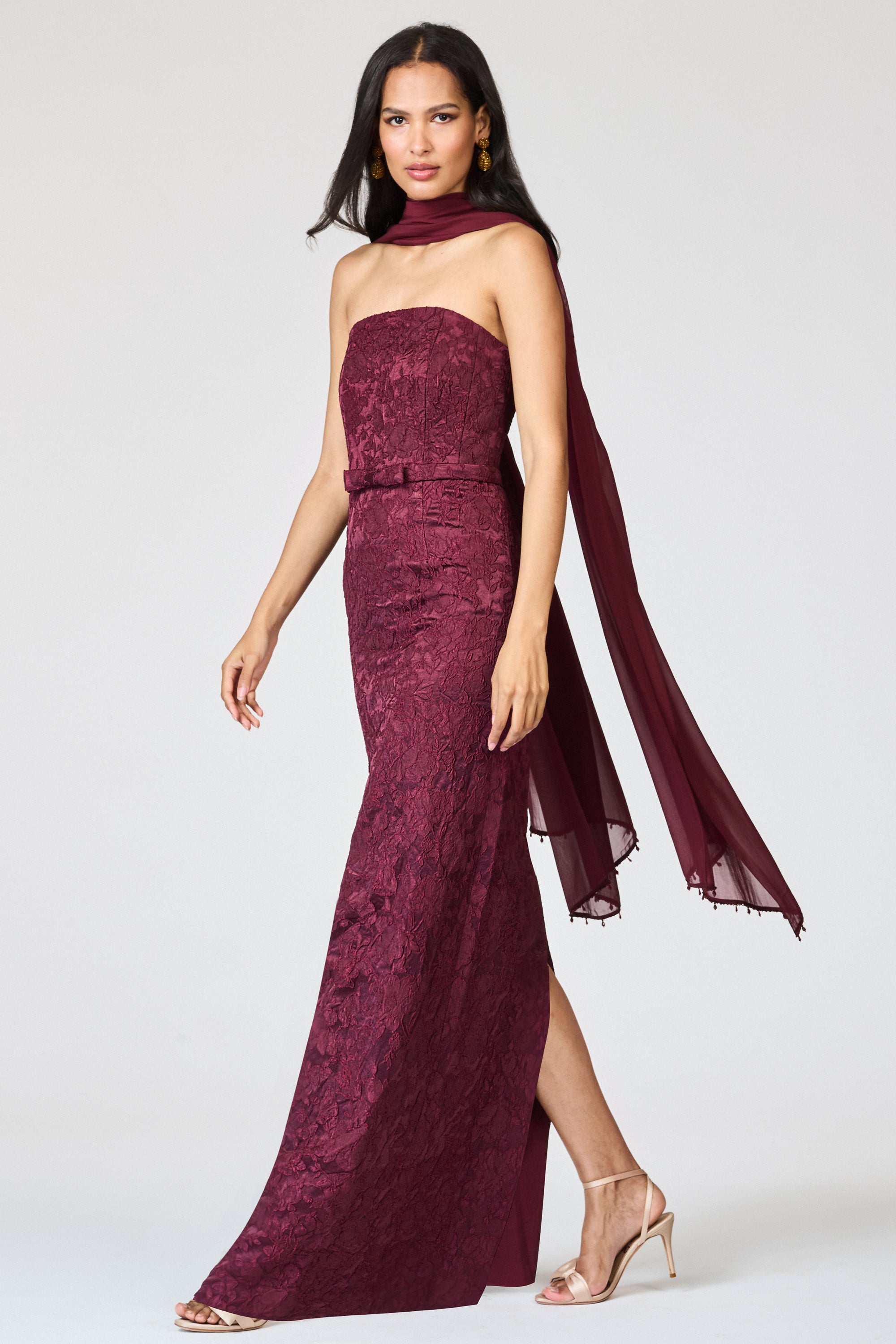 EMBELLISHED EMMY SCARF - BORDEAUX