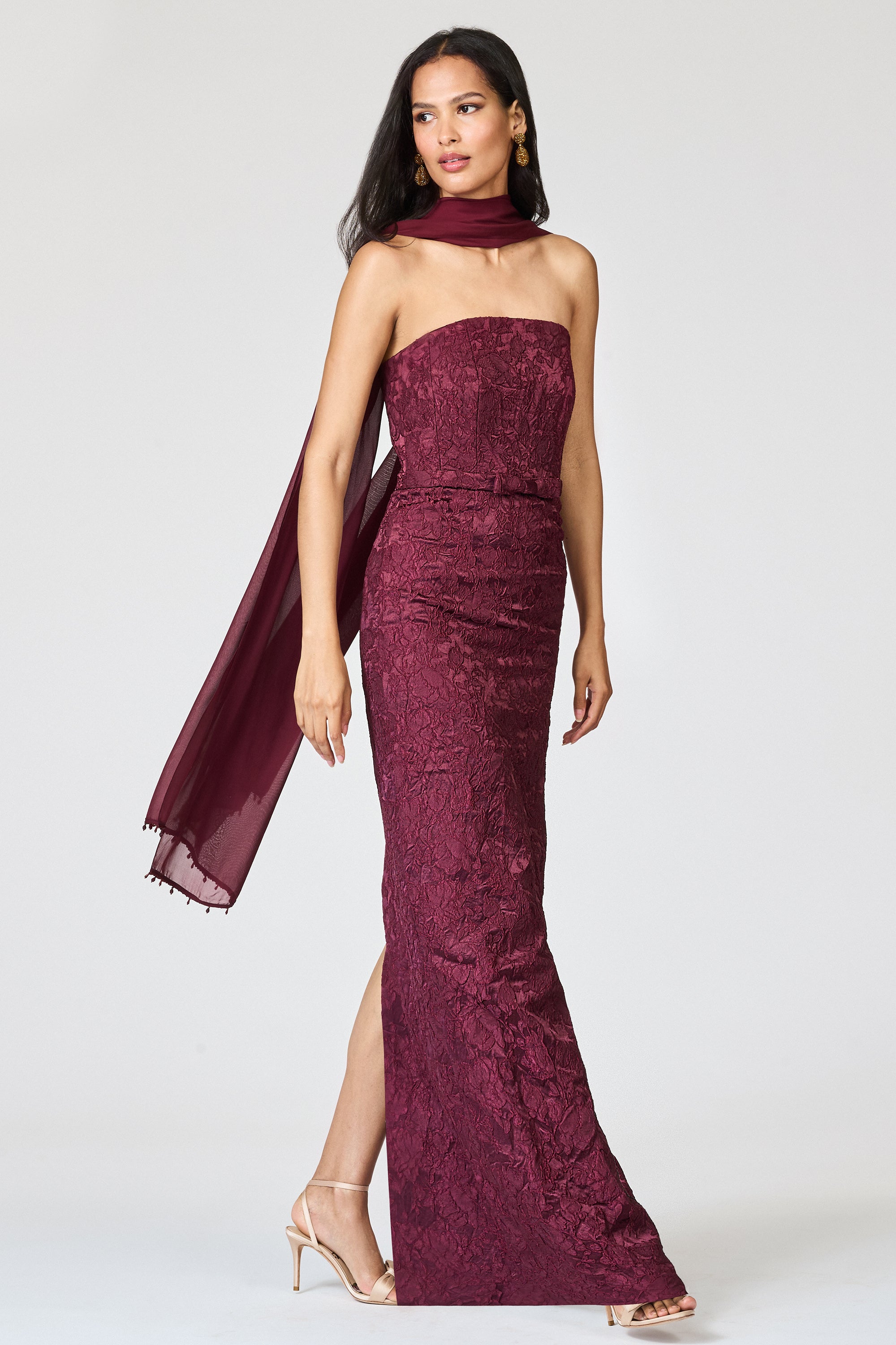 EMBELLISHED EMMY SCARF - BORDEAUX