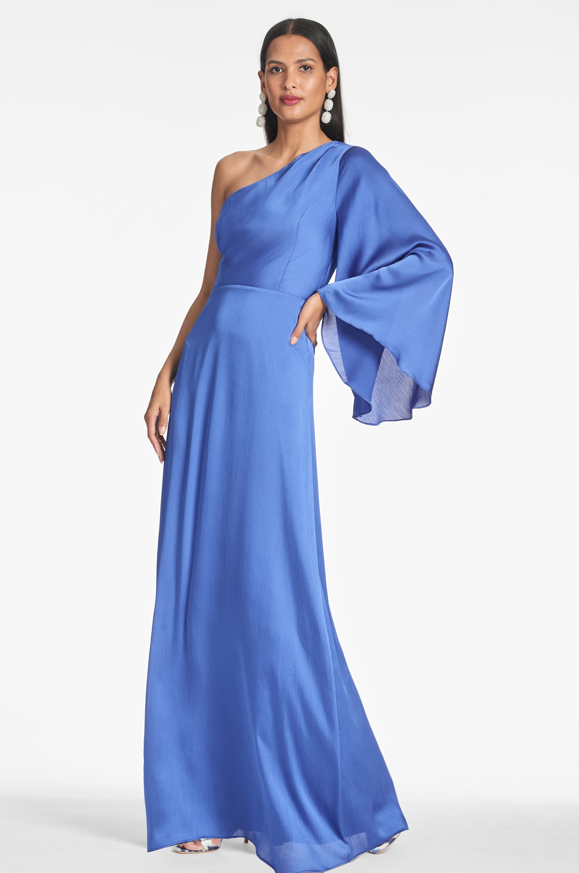 navy blue dress for baby girl SACHIN BABI Sophia Jacquard Relief Strapless Gown main image 1