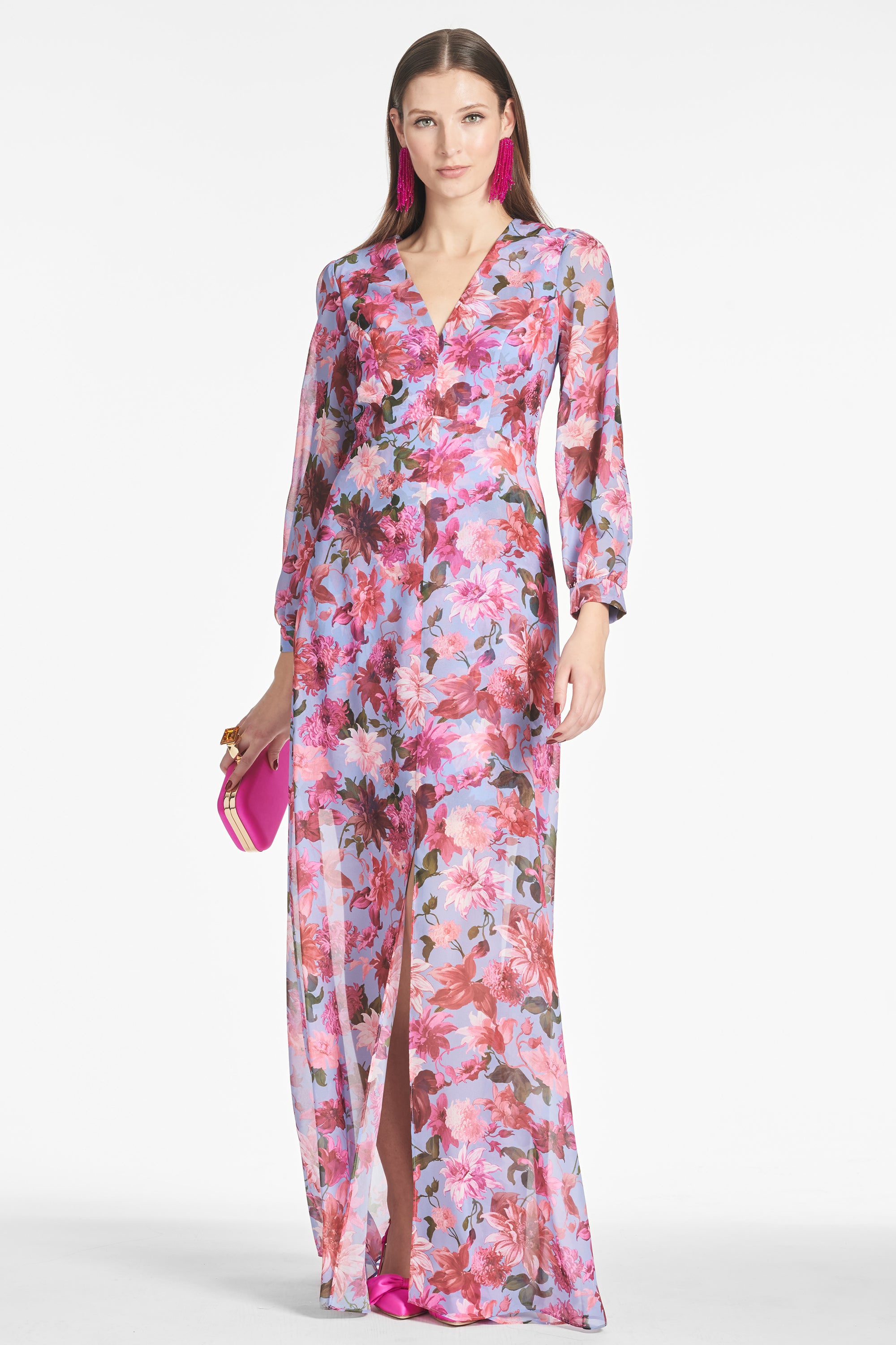 PENNY MAXI DRESS - PINK/PERIWINKLE DAHLIA - FINAL SALE