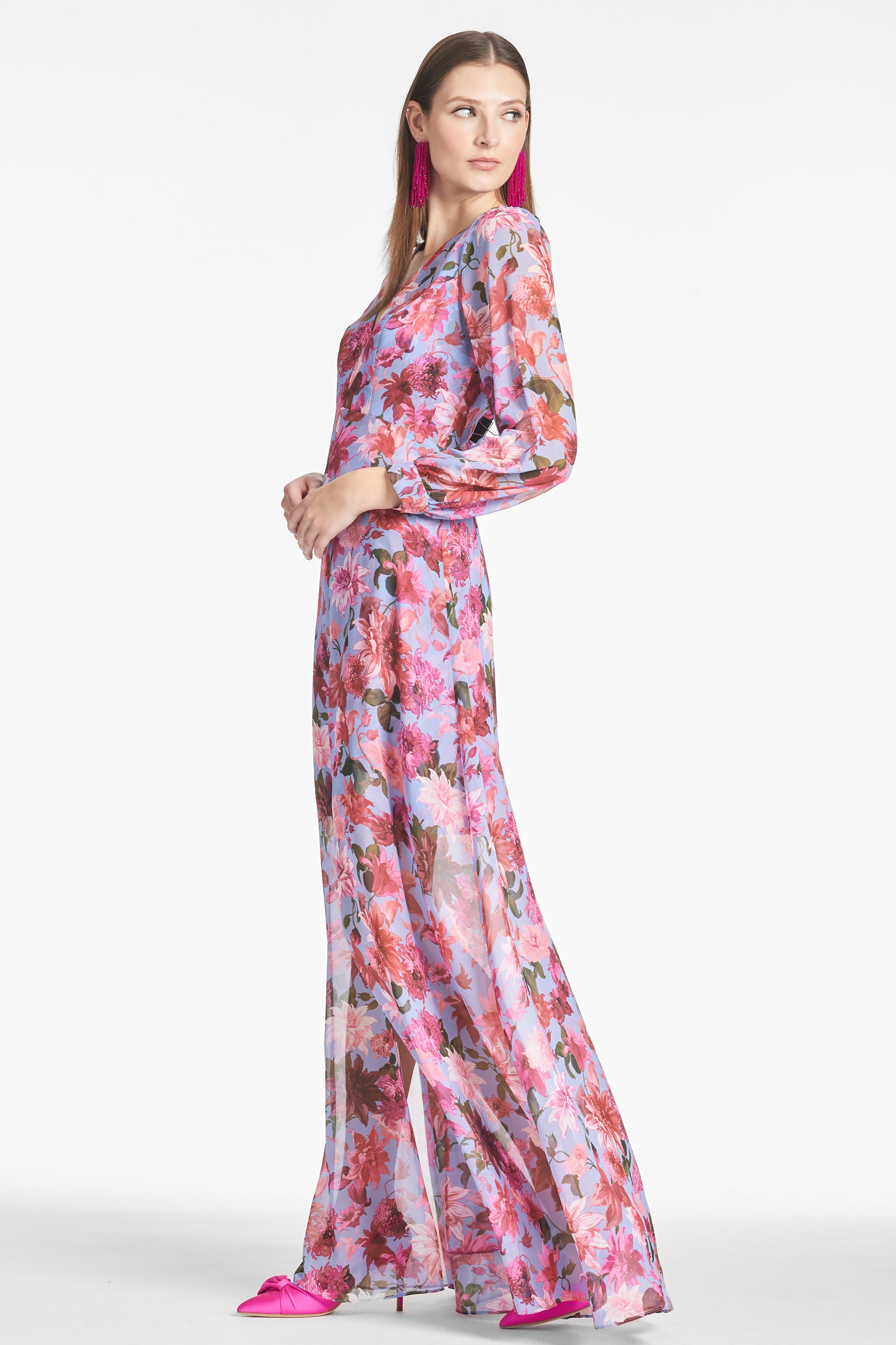 PENNY MAXI DRESS - PINK/PERIWINKLE DAHLIA - FINAL SALE