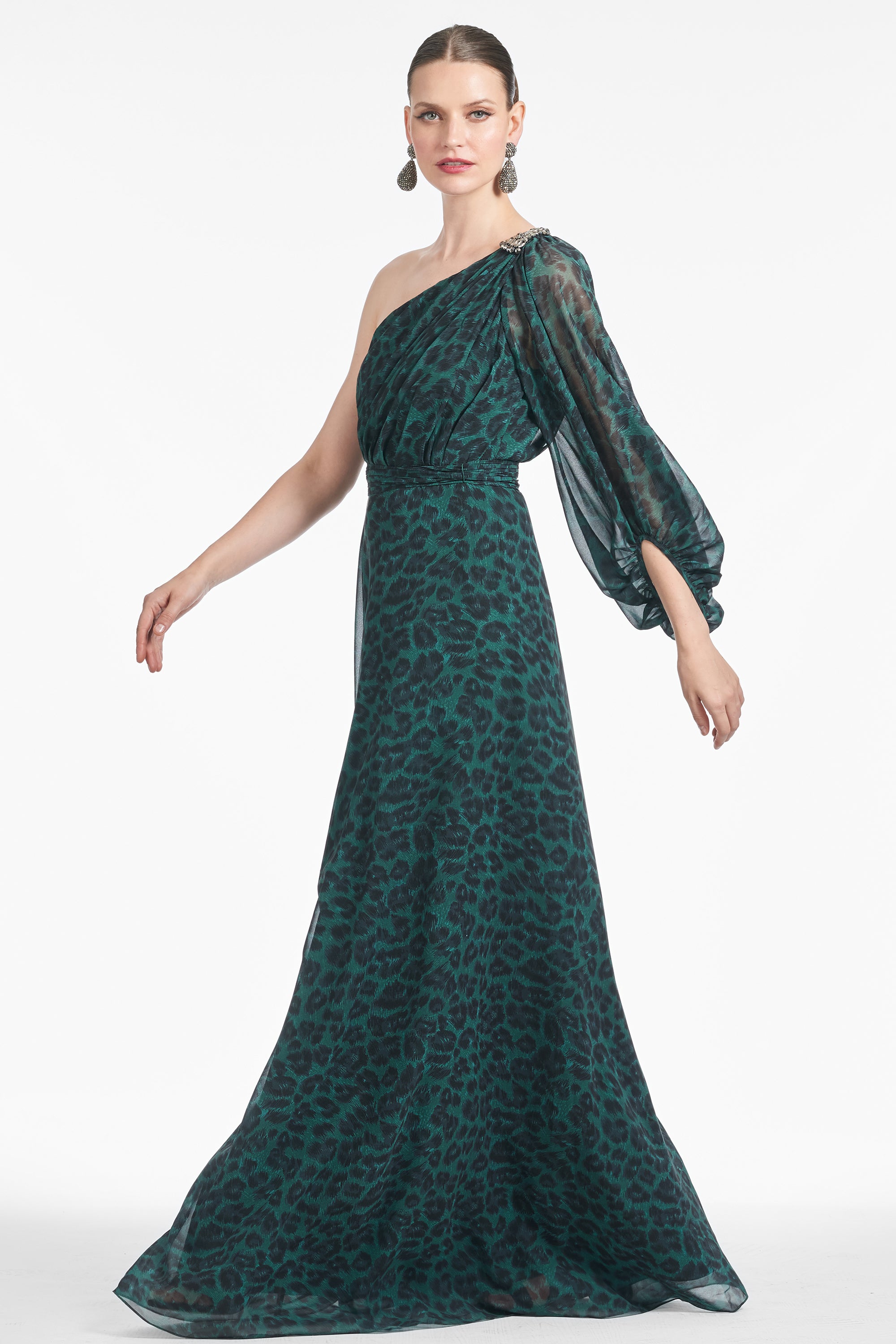 Makayla Gown - Emerald Big Cat - Final Sale