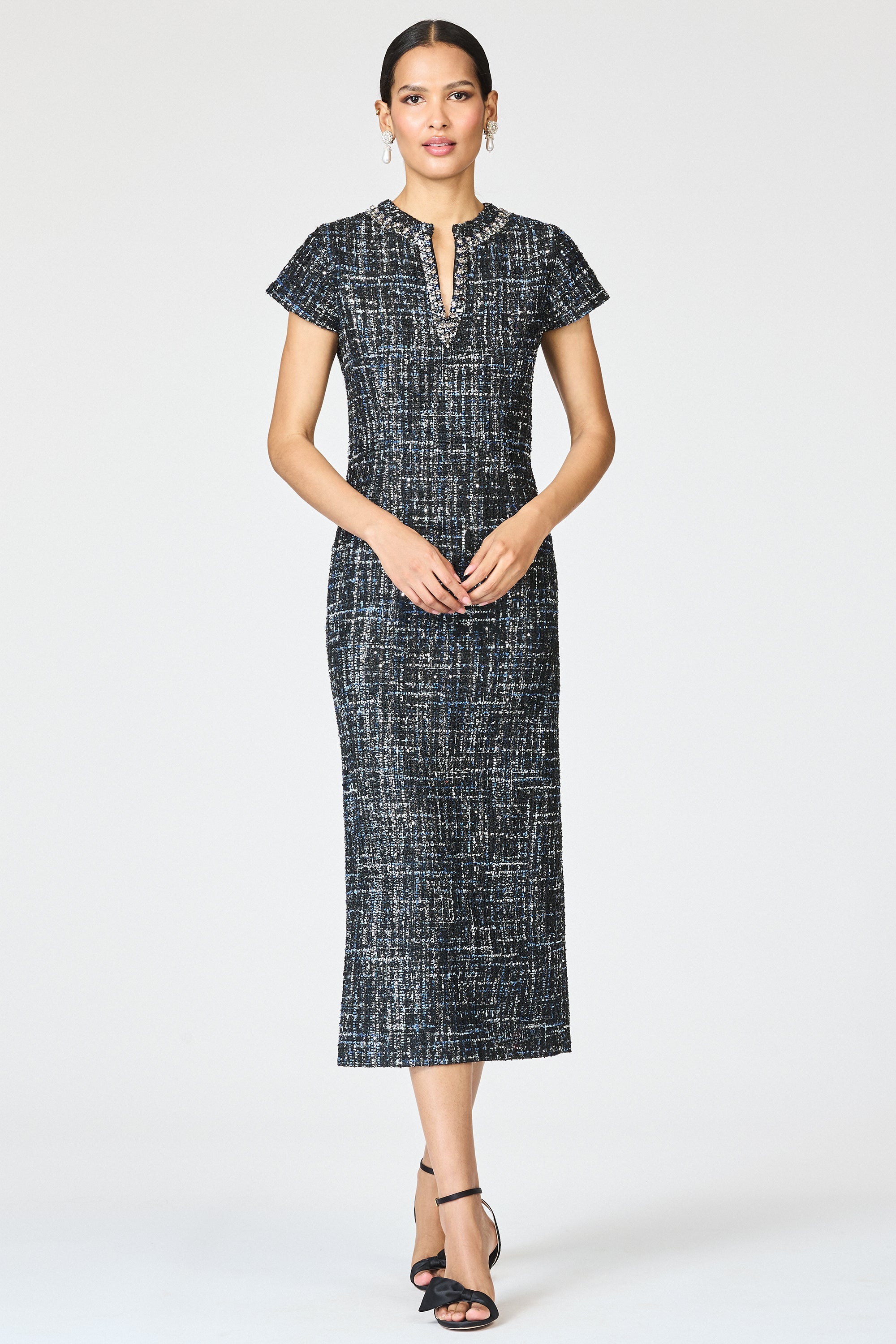 EMBELLISHED LIZ DRESS - OBSIDIAN FROST