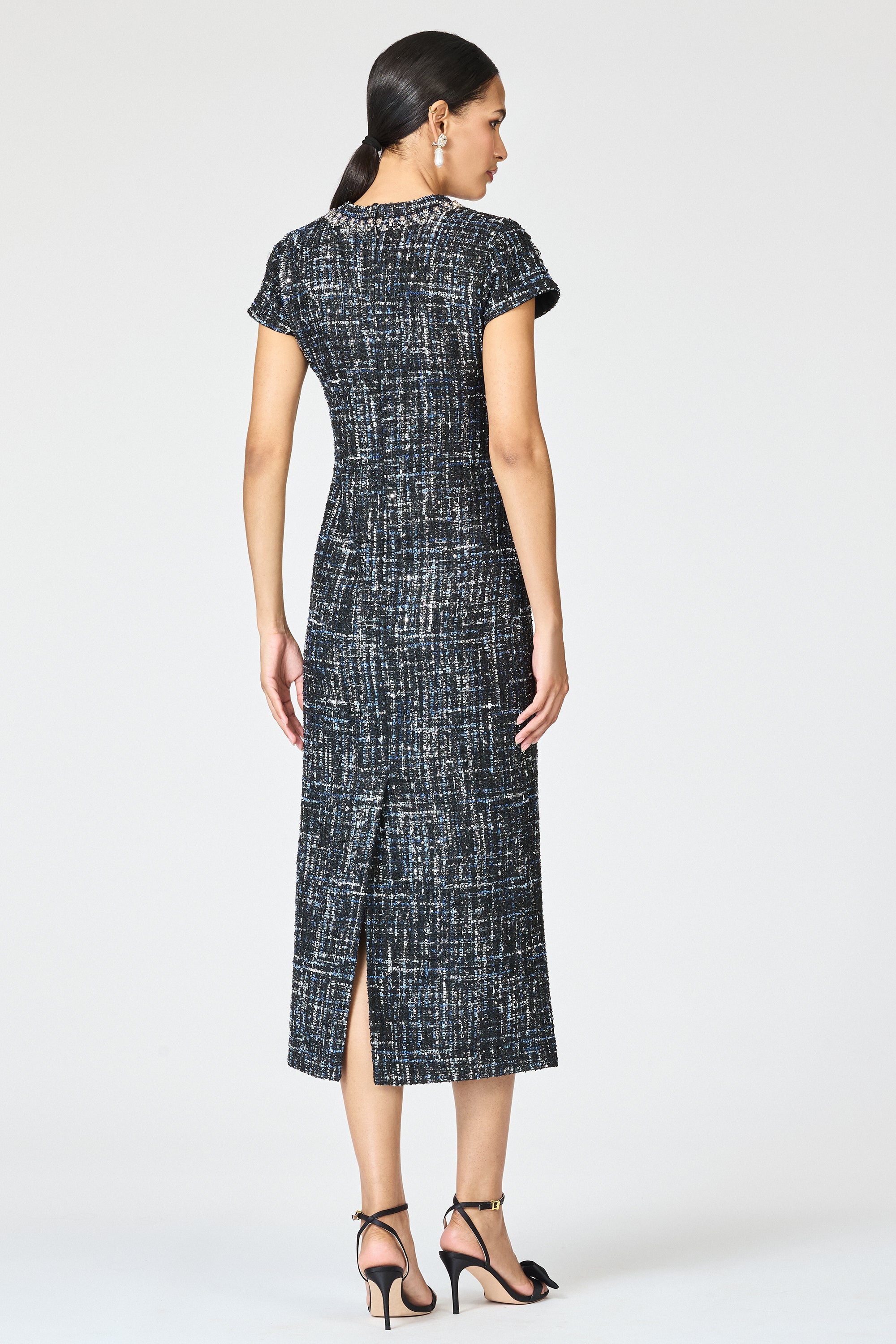 EMBELLISHED LIZ DRESS - OBSIDIAN FROST