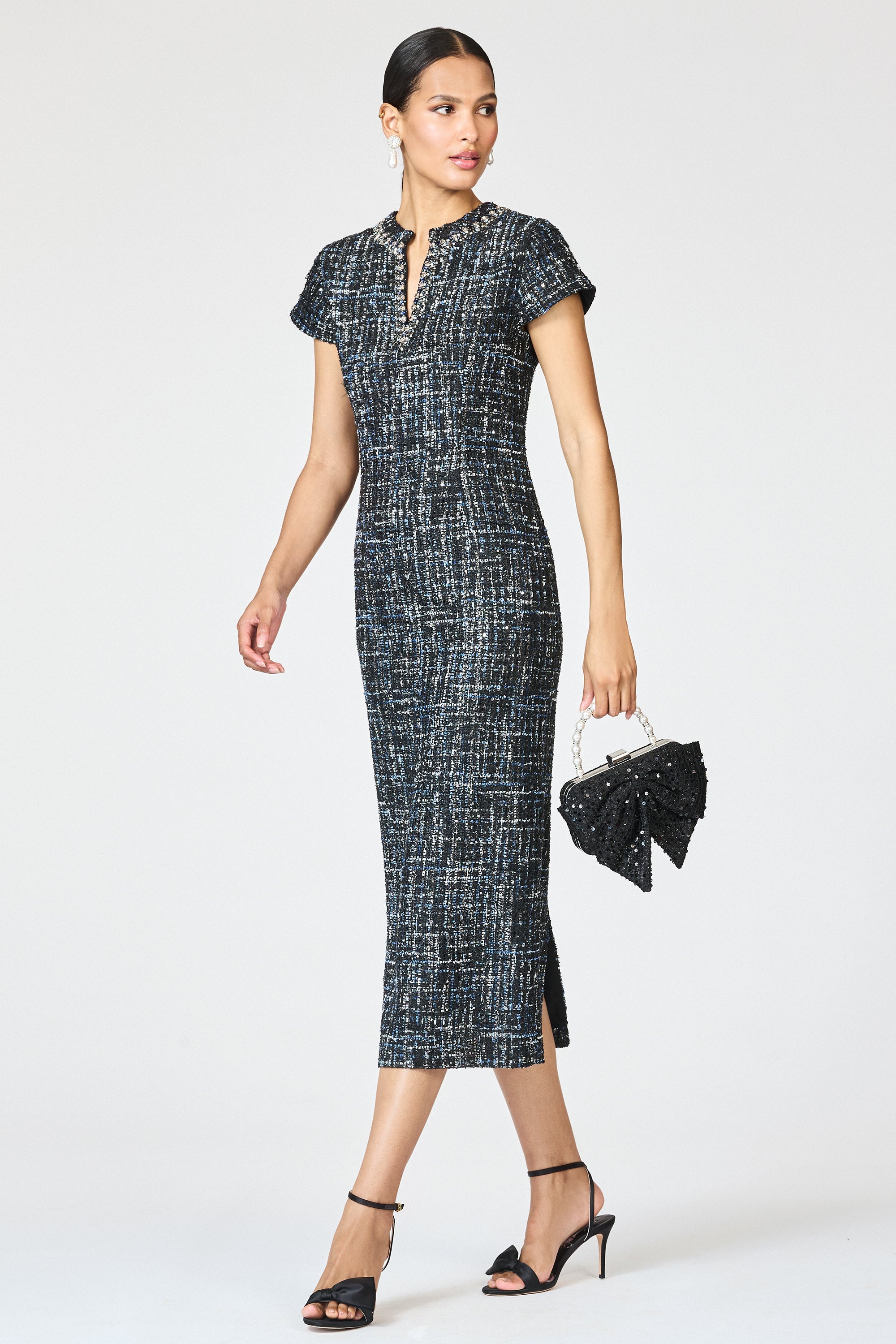 EMBELLISHED LIZ DRESS - OBSIDIAN FROST