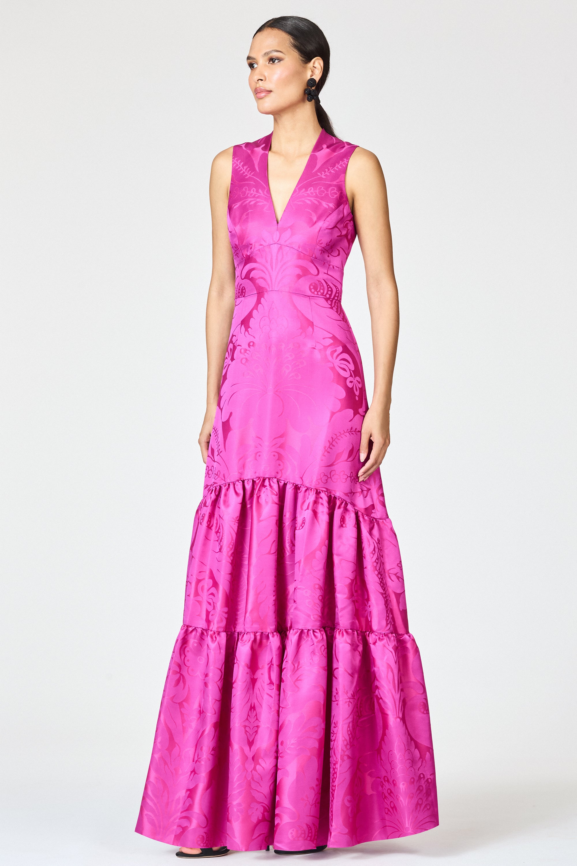 CELLA GOWN - PINK SAPPHIRE DAMASK