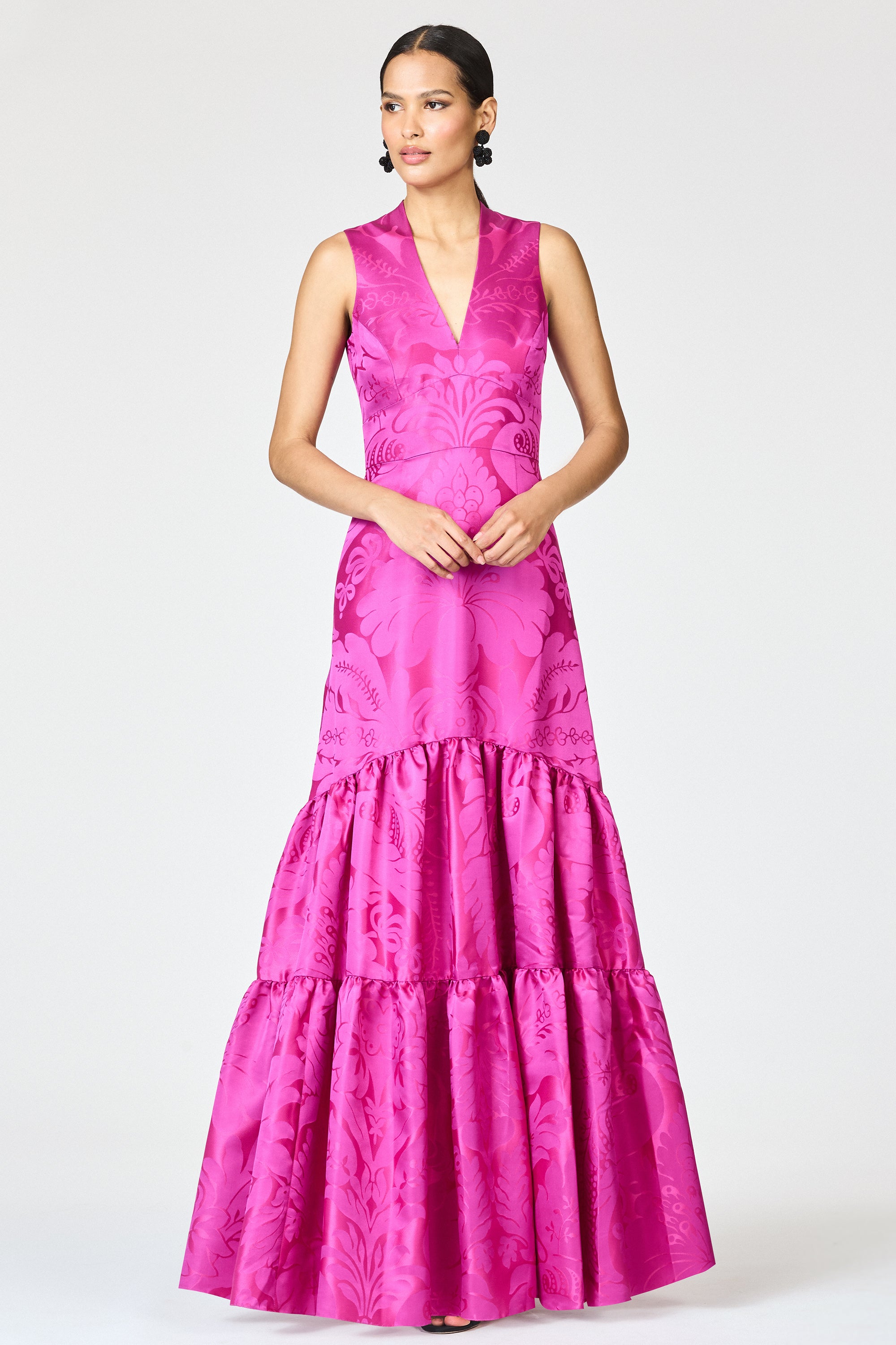 CELLA GOWN - PINK SAPPHIRE DAMASK