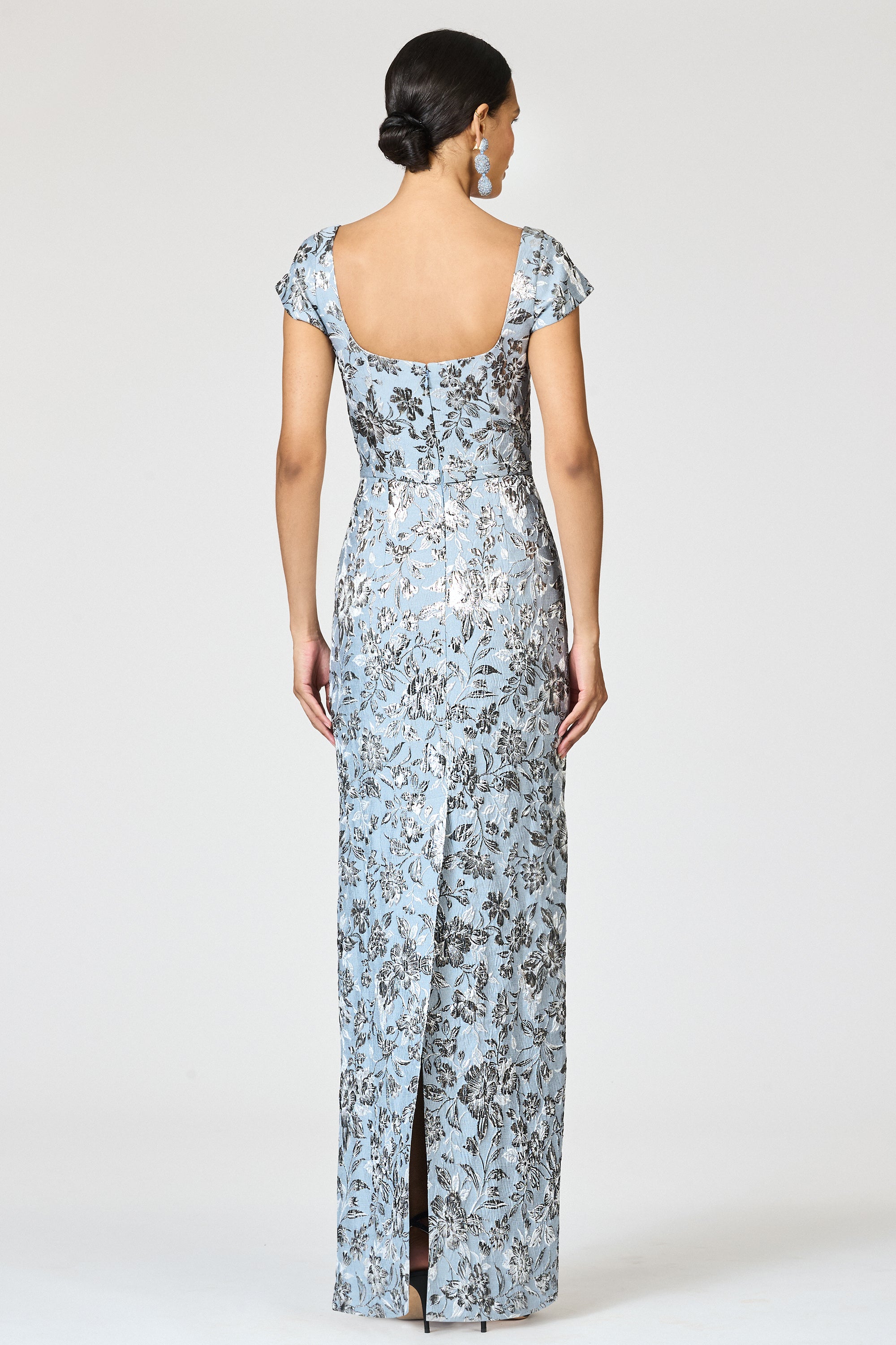METALLIC CLOQUE GRACE GOWN - PEWTER GARDENS