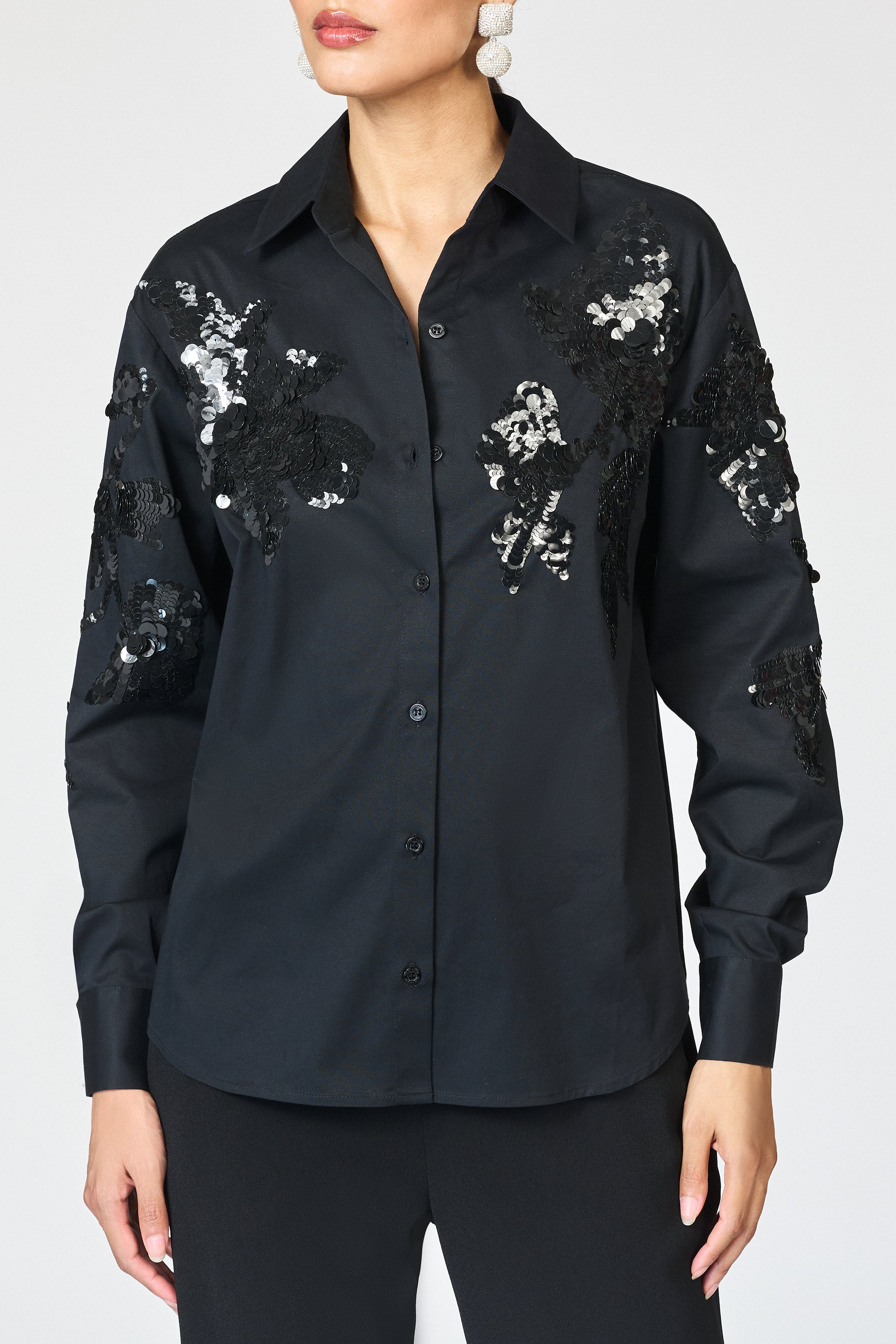 EMBELLISHED PARADISO TOP - BLACK