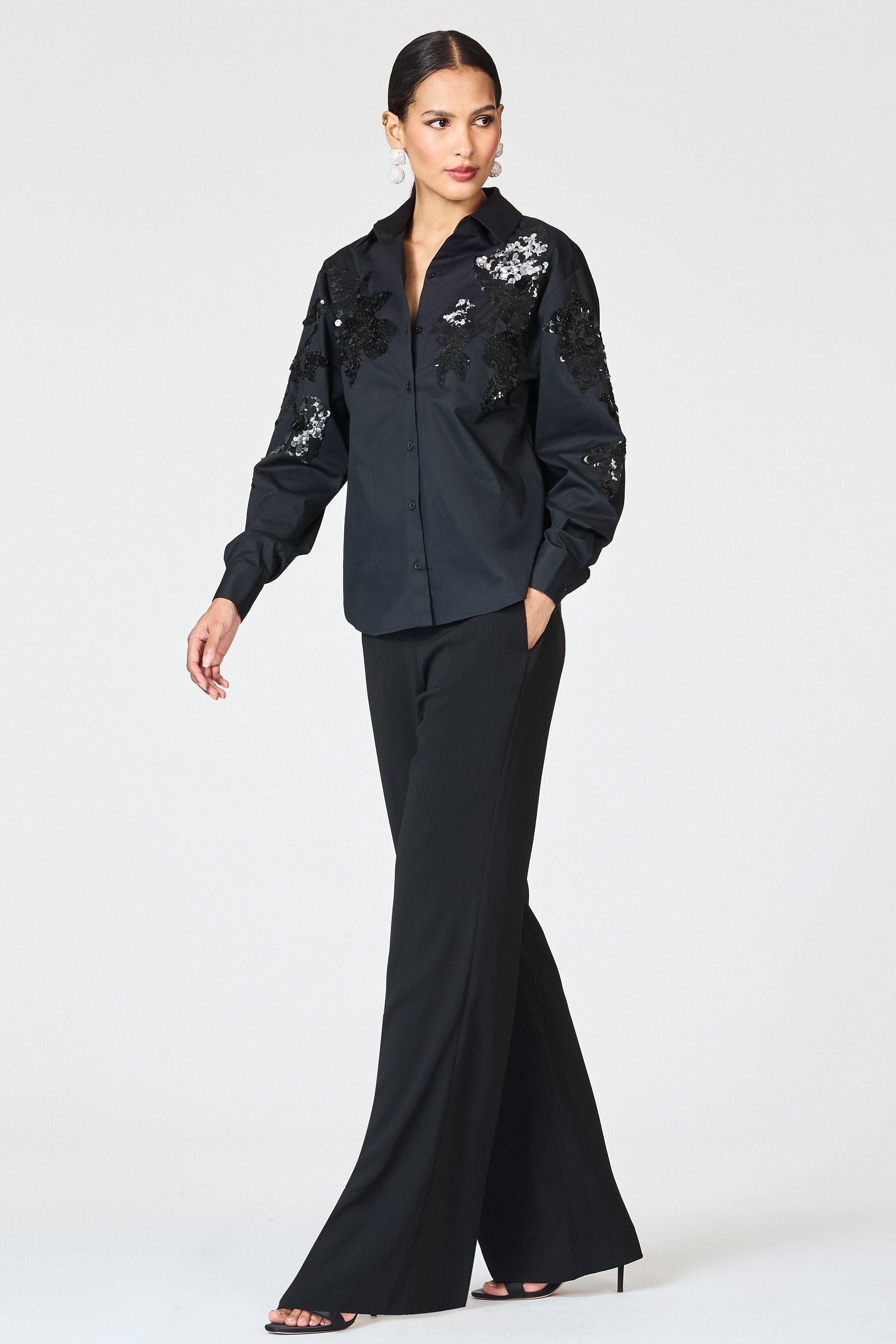 EMBELLISHED PARADISO TOP - BLACK