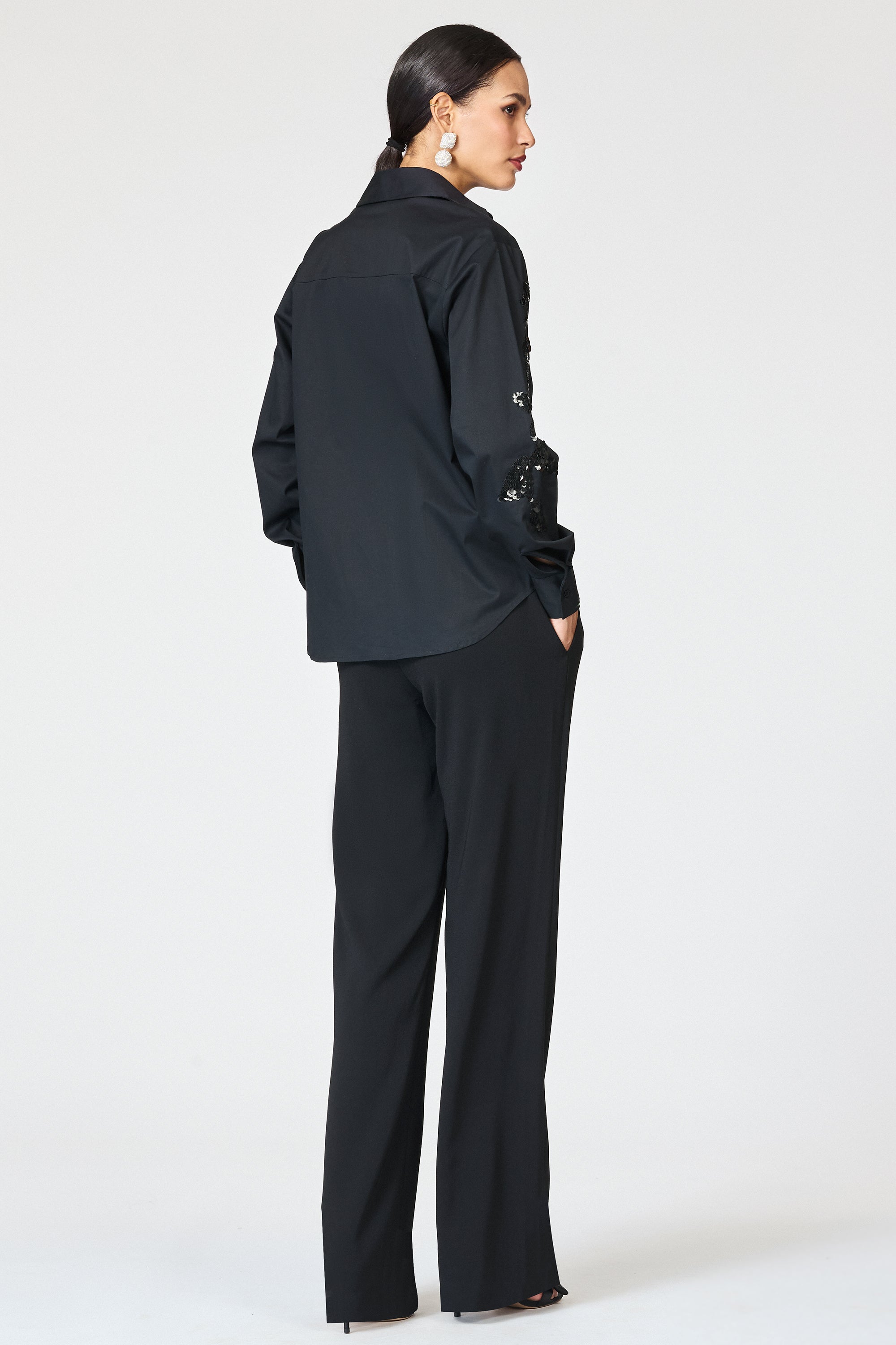 EMBELLISHED PARADISO TOP - BLACK