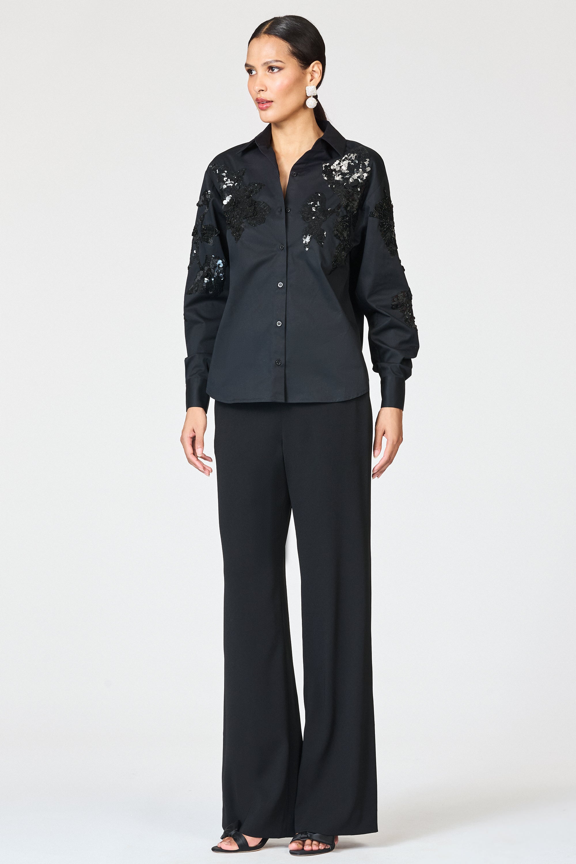 EMBELLISHED PARADISO TOP - BLACK