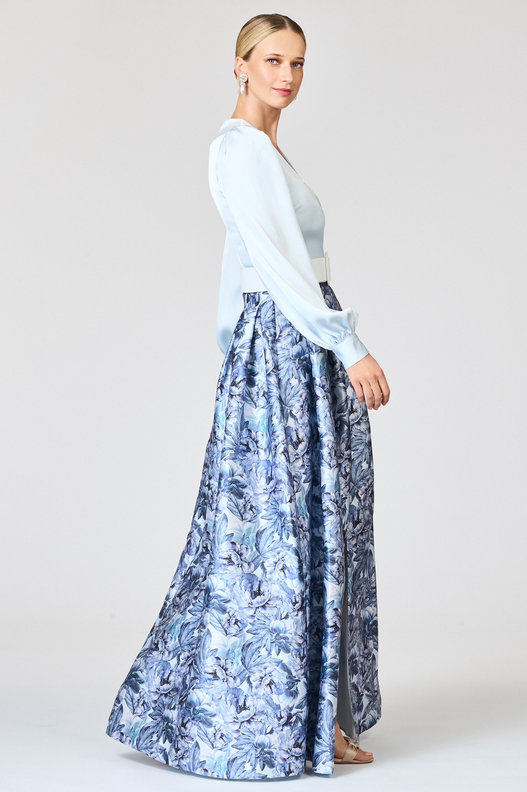ZERENA GOWN - CELESTIAL BLUE/FROZEN FLORA