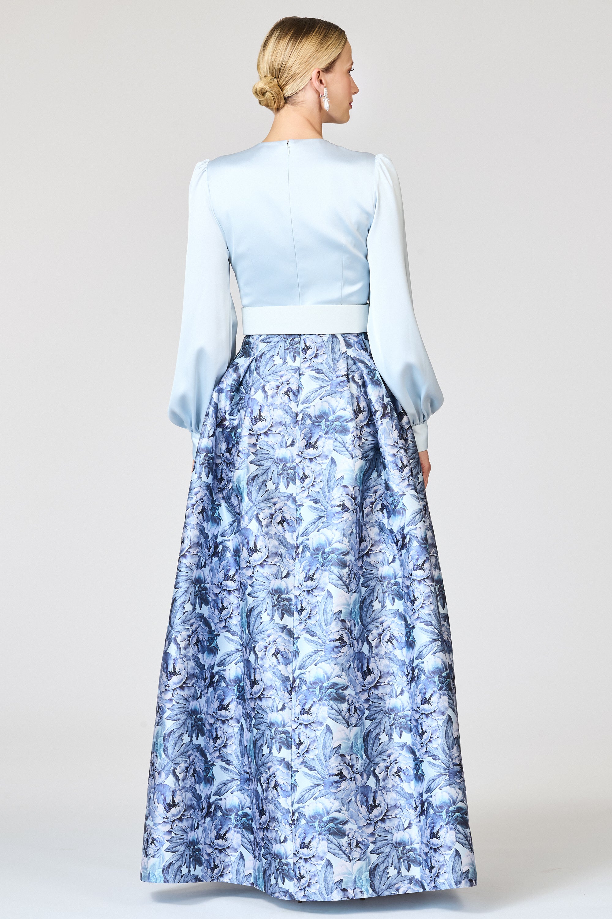 ZERENA GOWN - CELESTIAL BLUE/FROZEN FLORA