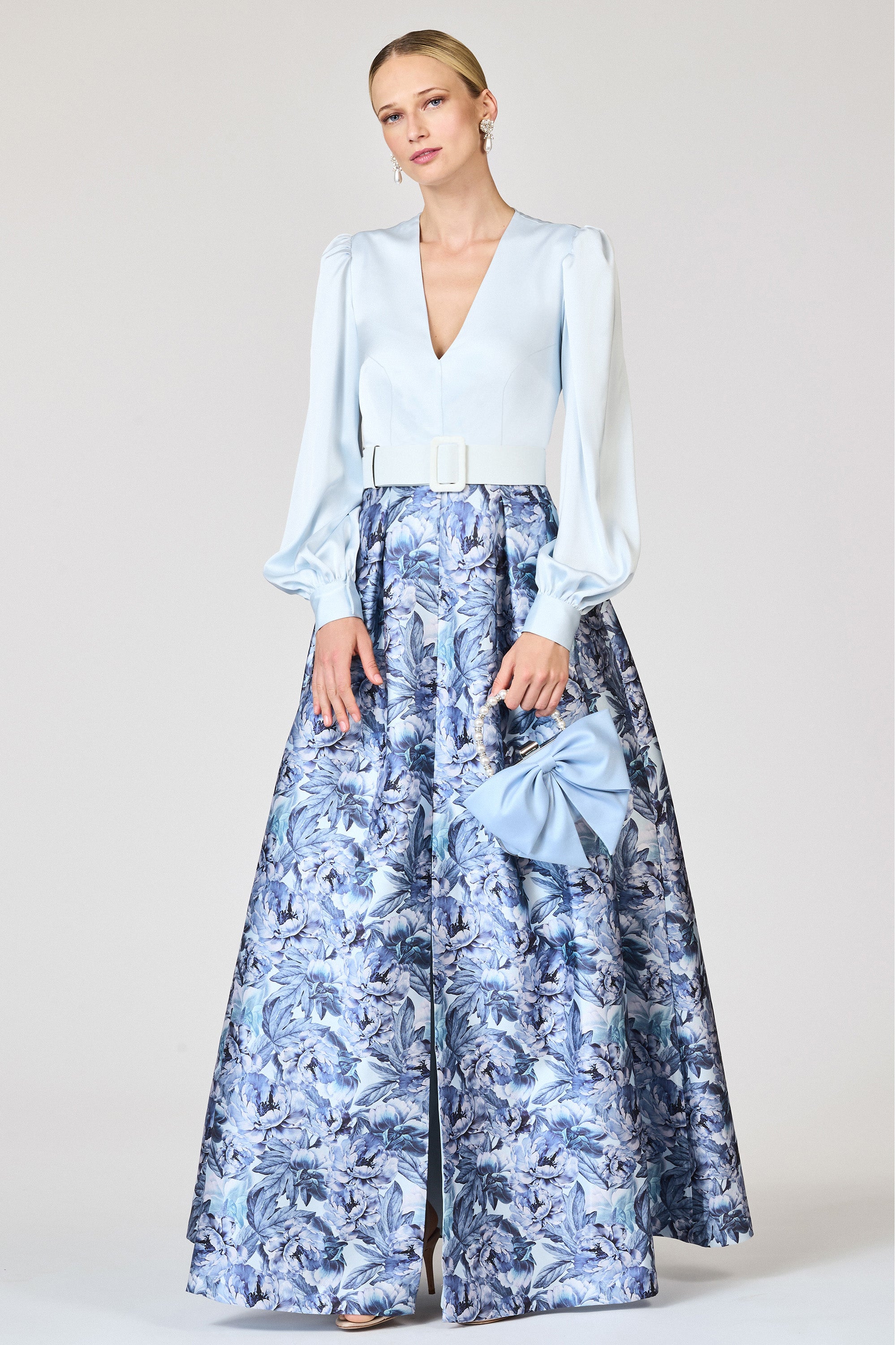 ZERENA GOWN - CELESTIAL BLUE/FROZEN FLORA