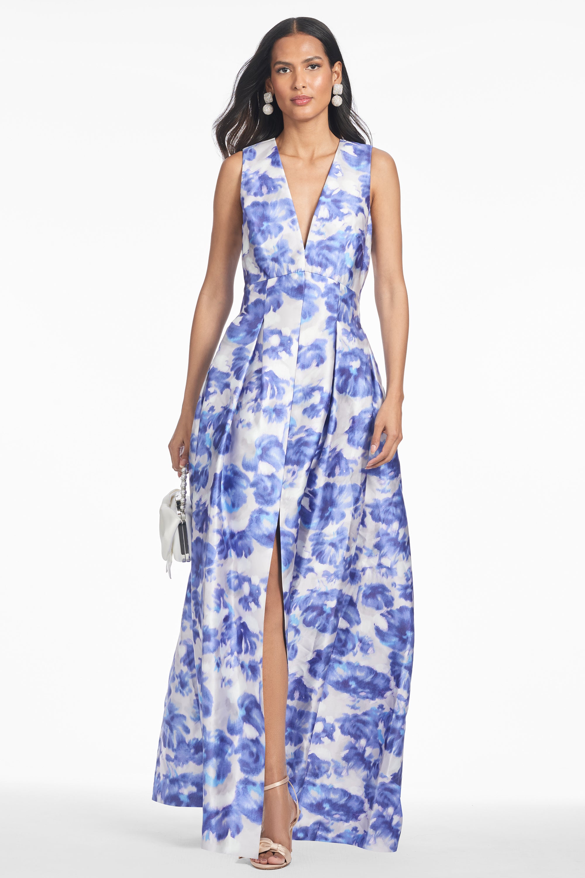 Brooke Gown - Azure Watercolor Floral - Final Sale