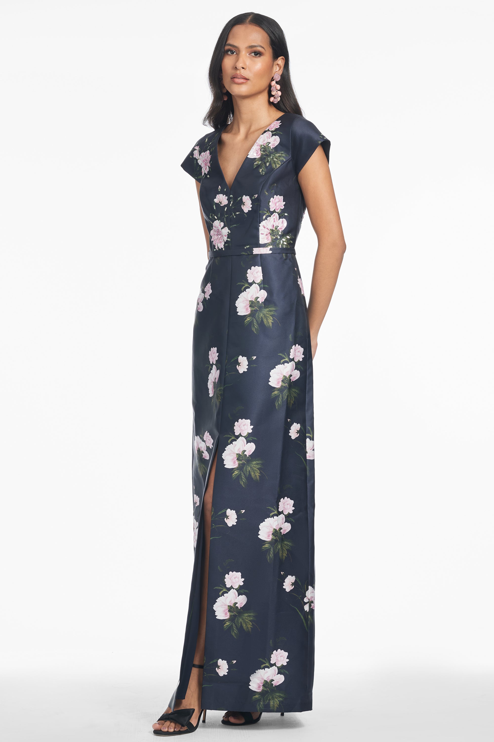 DELLA GOWN - DARK MIDNIGHT CARNATIONS - FINAL SALE