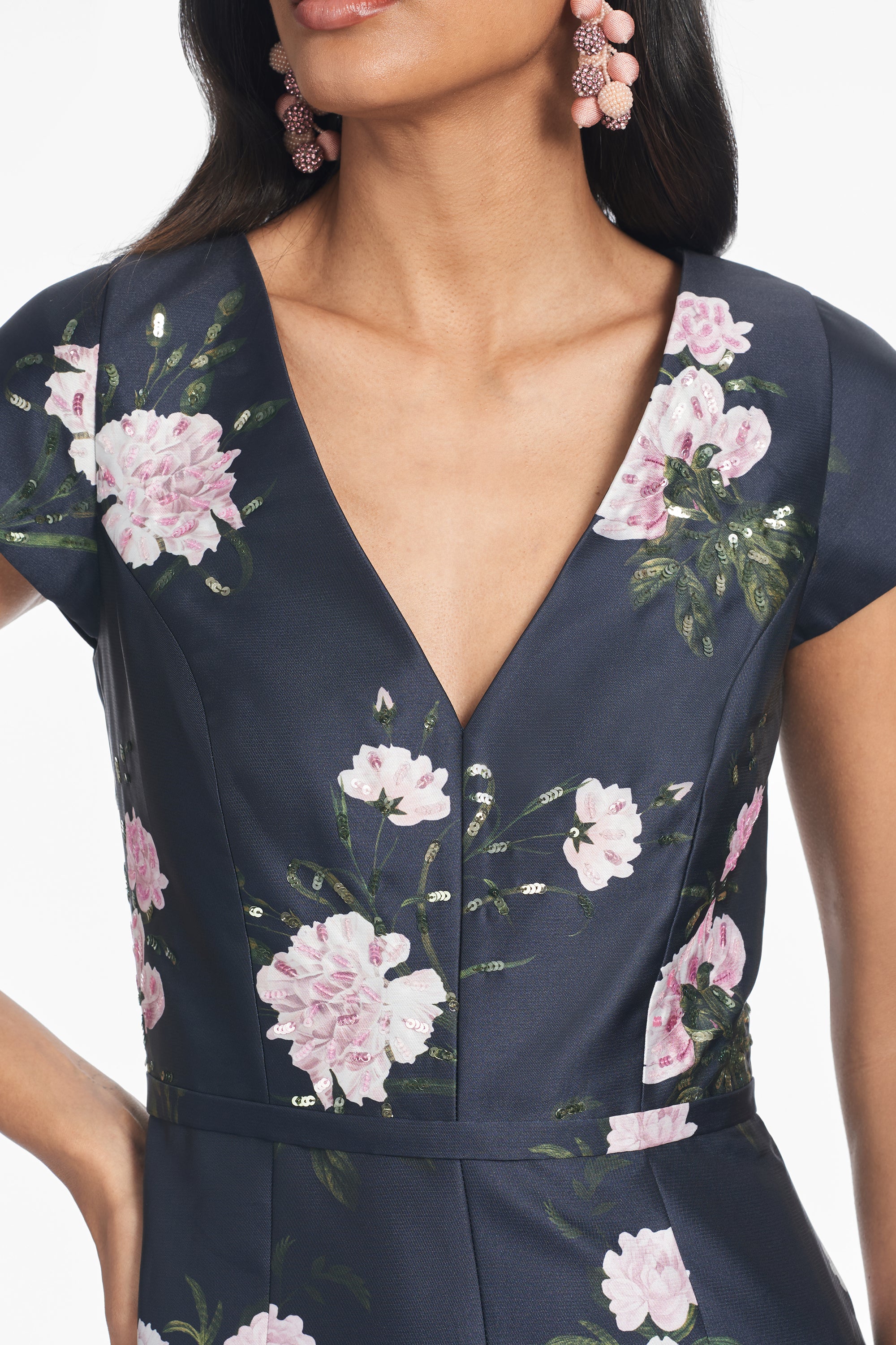 DELLA GOWN - DARK MIDNIGHT CARNATIONS - FINAL SALE