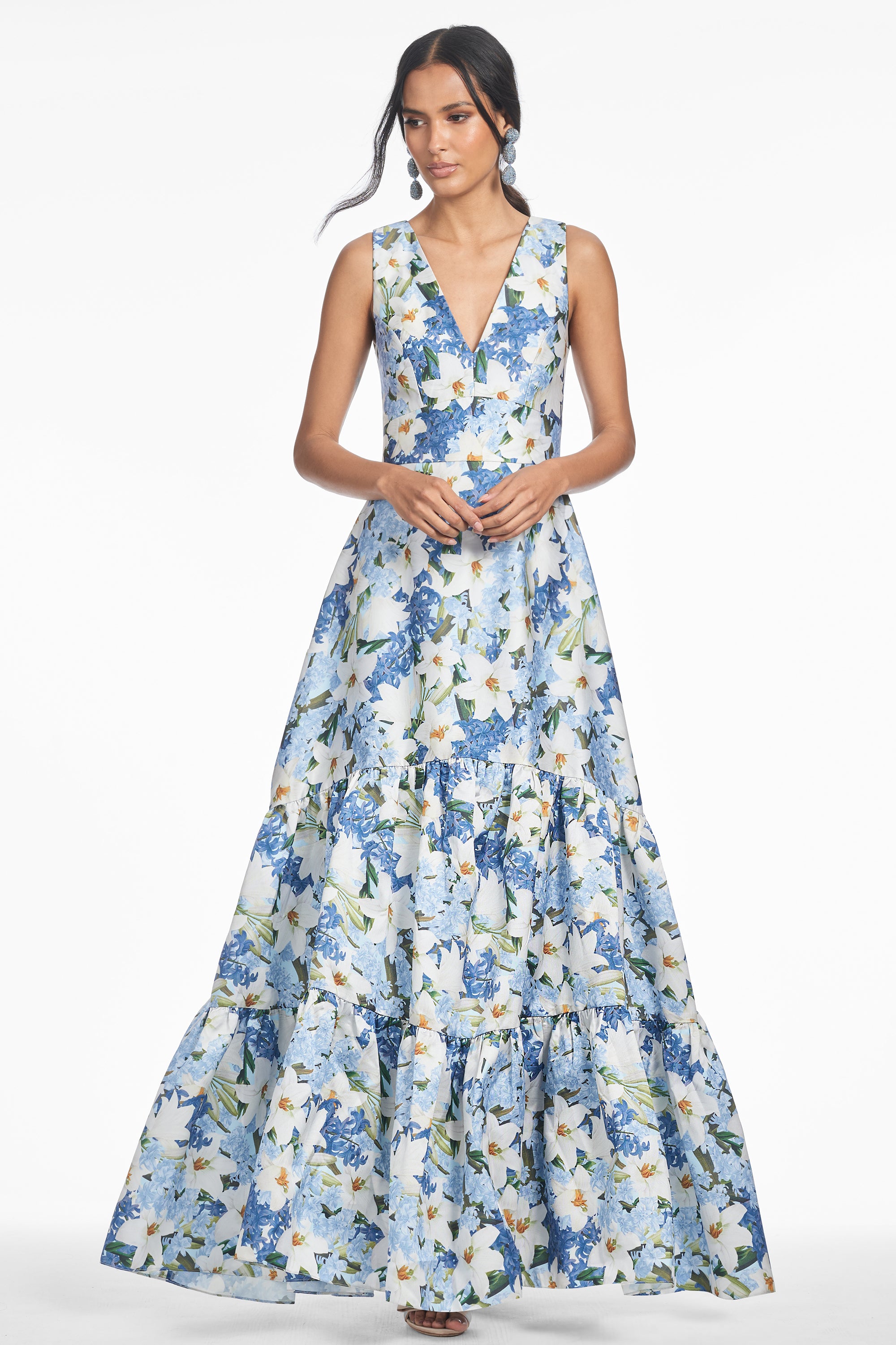 Sachin & Babi Rori Gown - Sky Blue Star Lillies