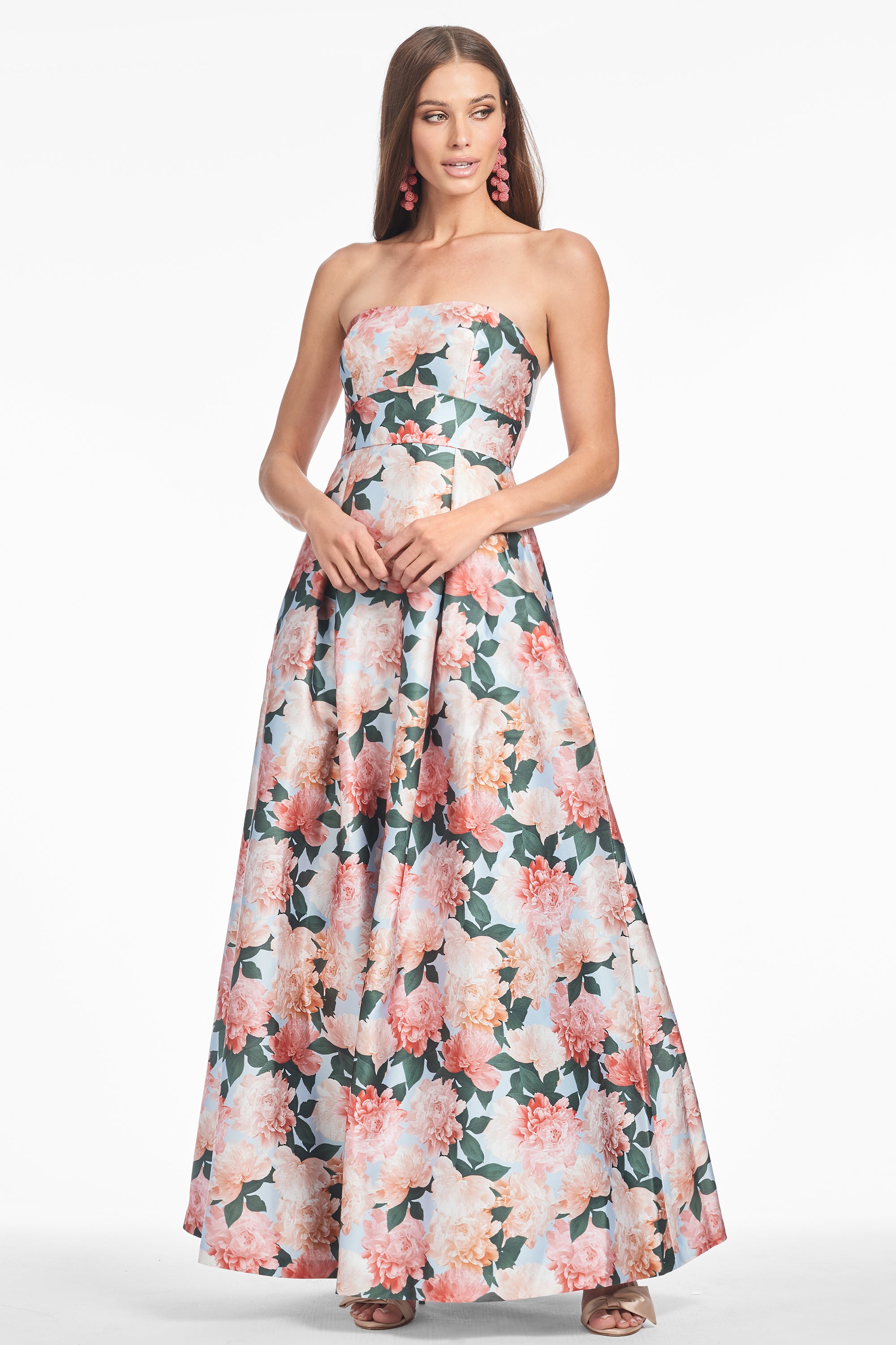 GIOVANNA GOWN - PEACH PEONIES - FINAL SALE