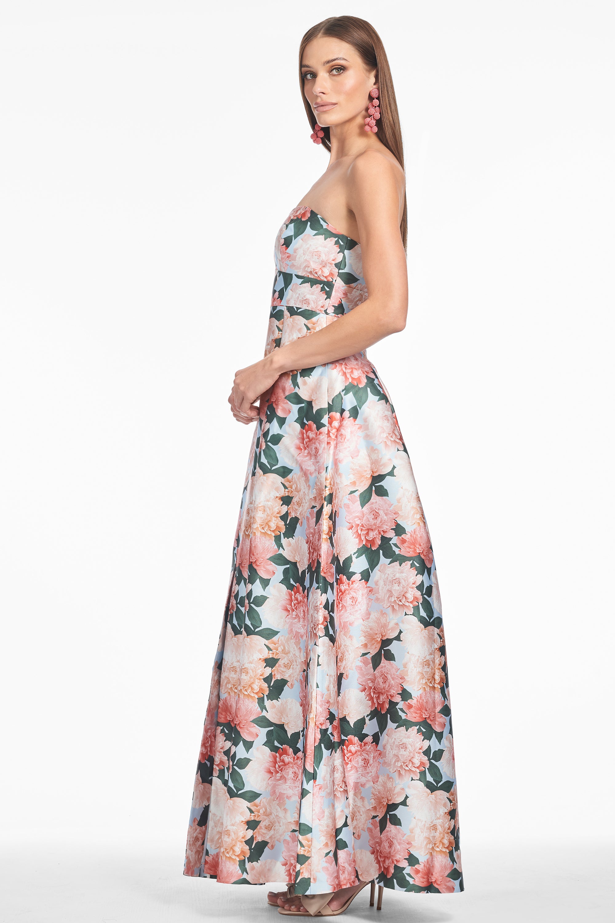 GIOVANNA GOWN - PEACH PEONIES - FINAL SALE