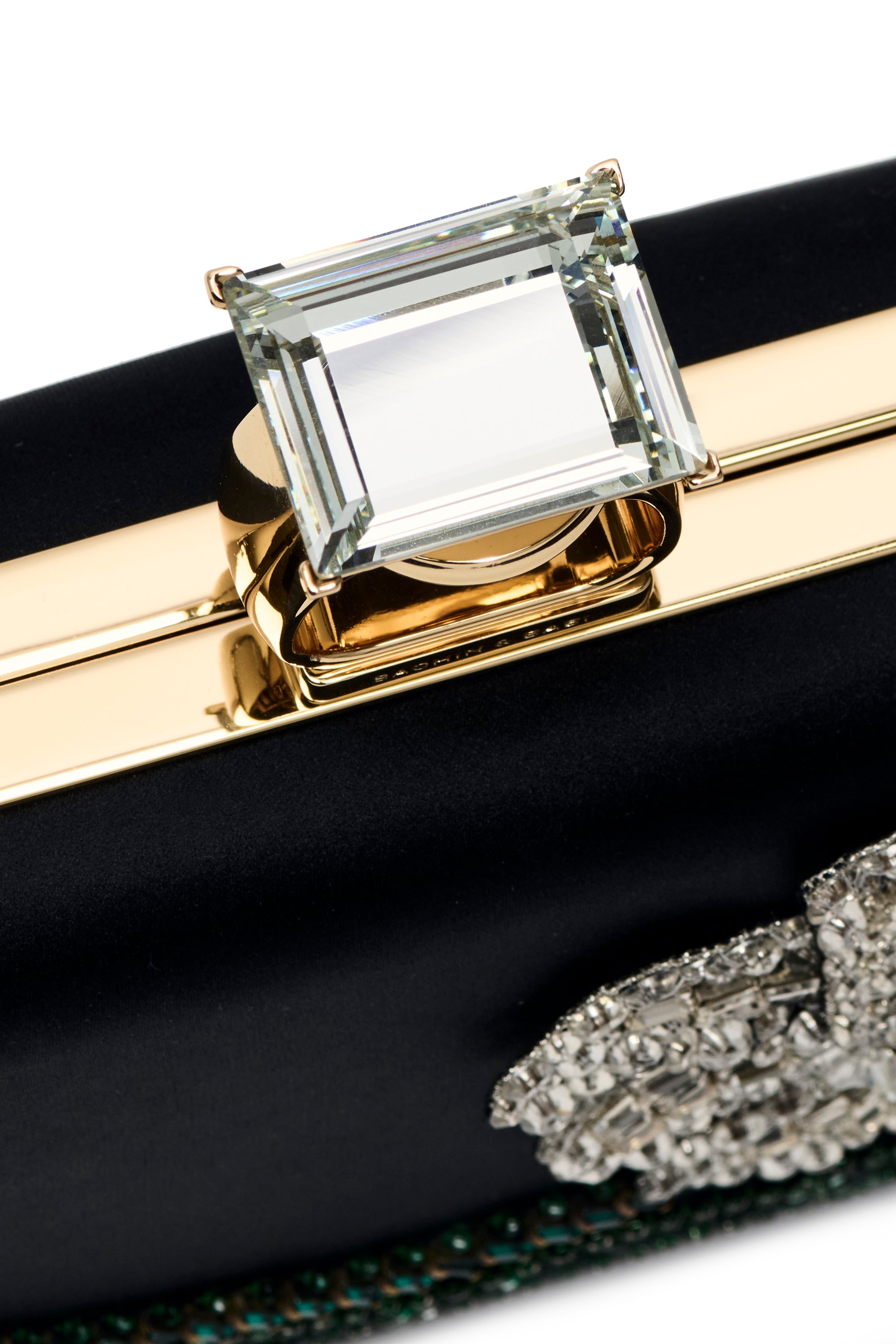 EMBROIDERED ON THE ROCKS CLUTCH - BLACK