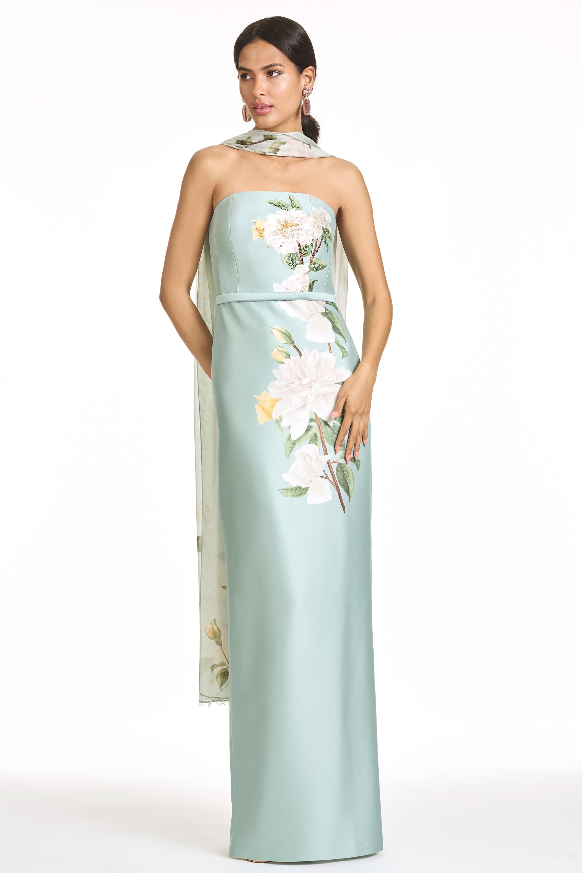 EMBELLISHED SOPHIA GOWN - CELADON FLORAL