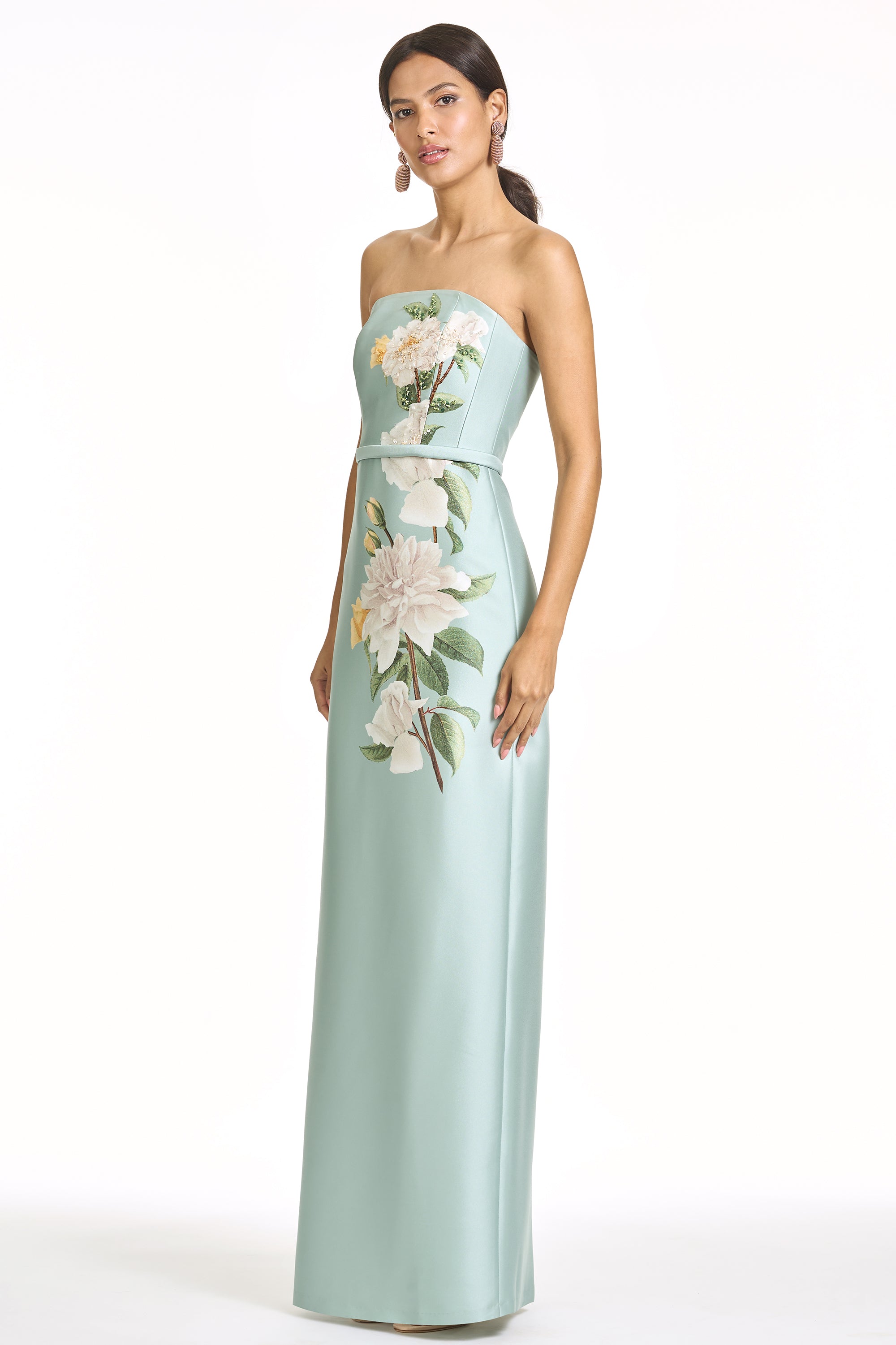 EMBELLISHED SOPHIA GOWN - CELADON FLORAL