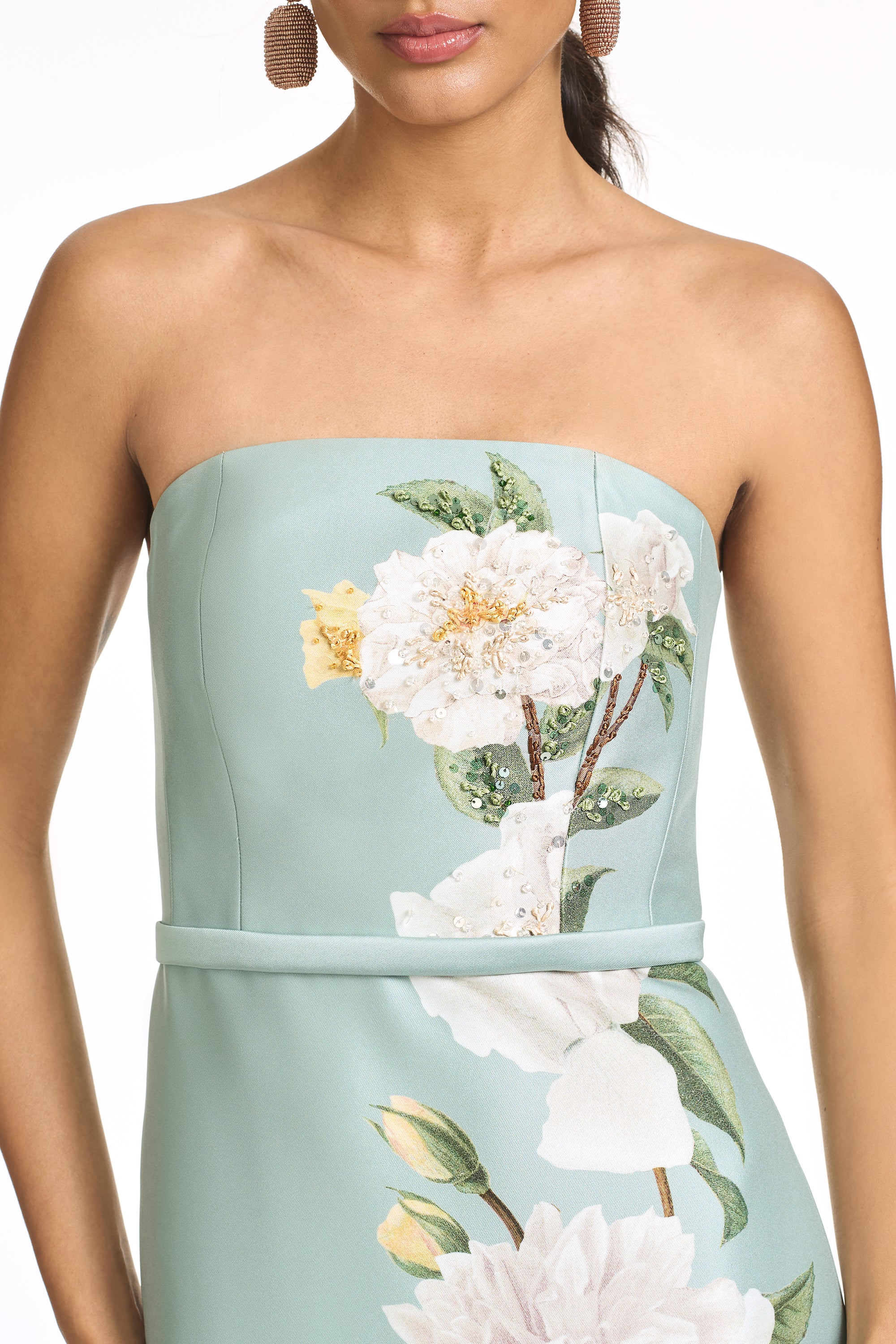 EMBELLISHED SOPHIA GOWN - CELADON FLORAL