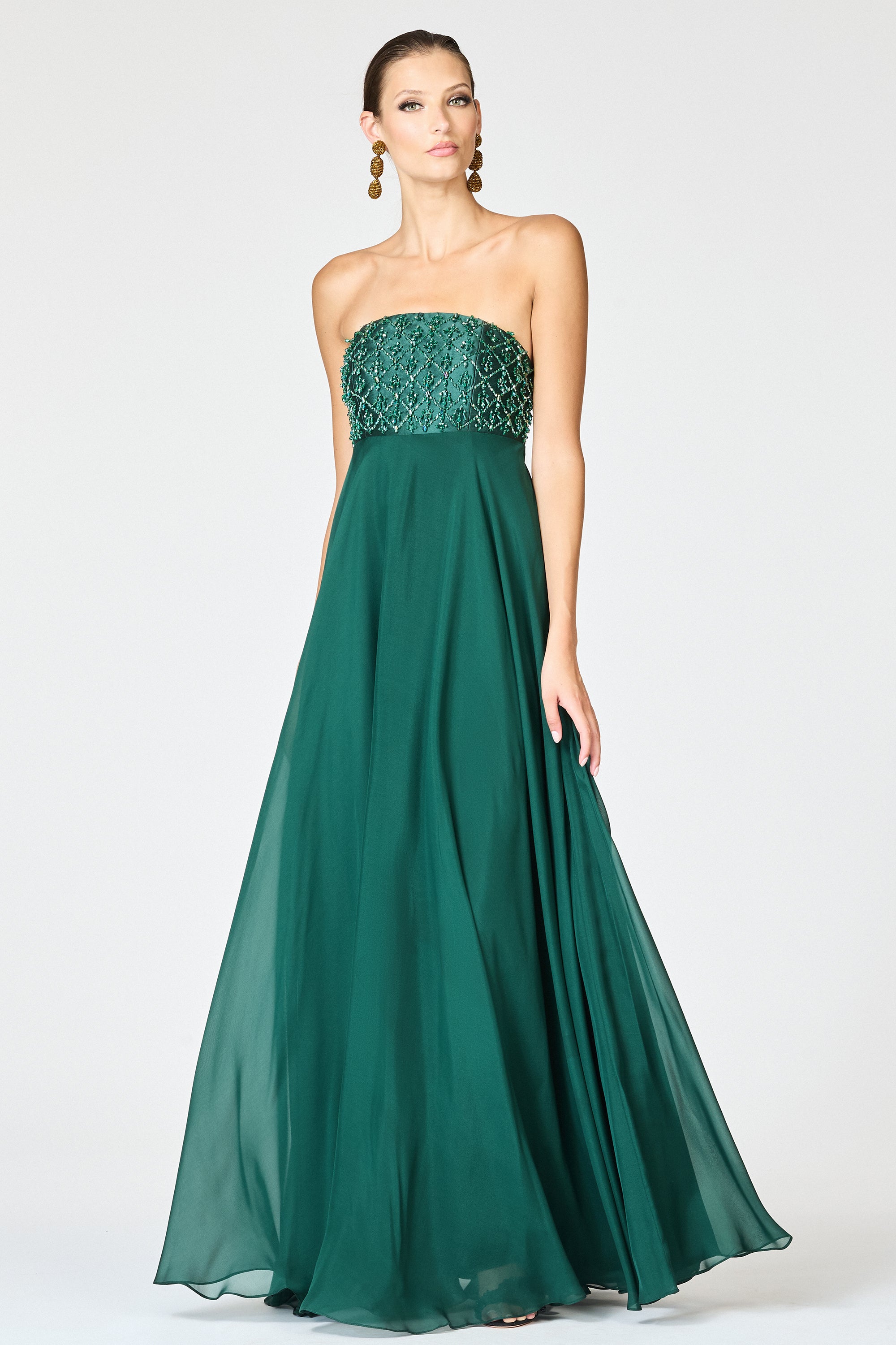 EMBELLISHED MONACO GOWN - FOREST GREEN