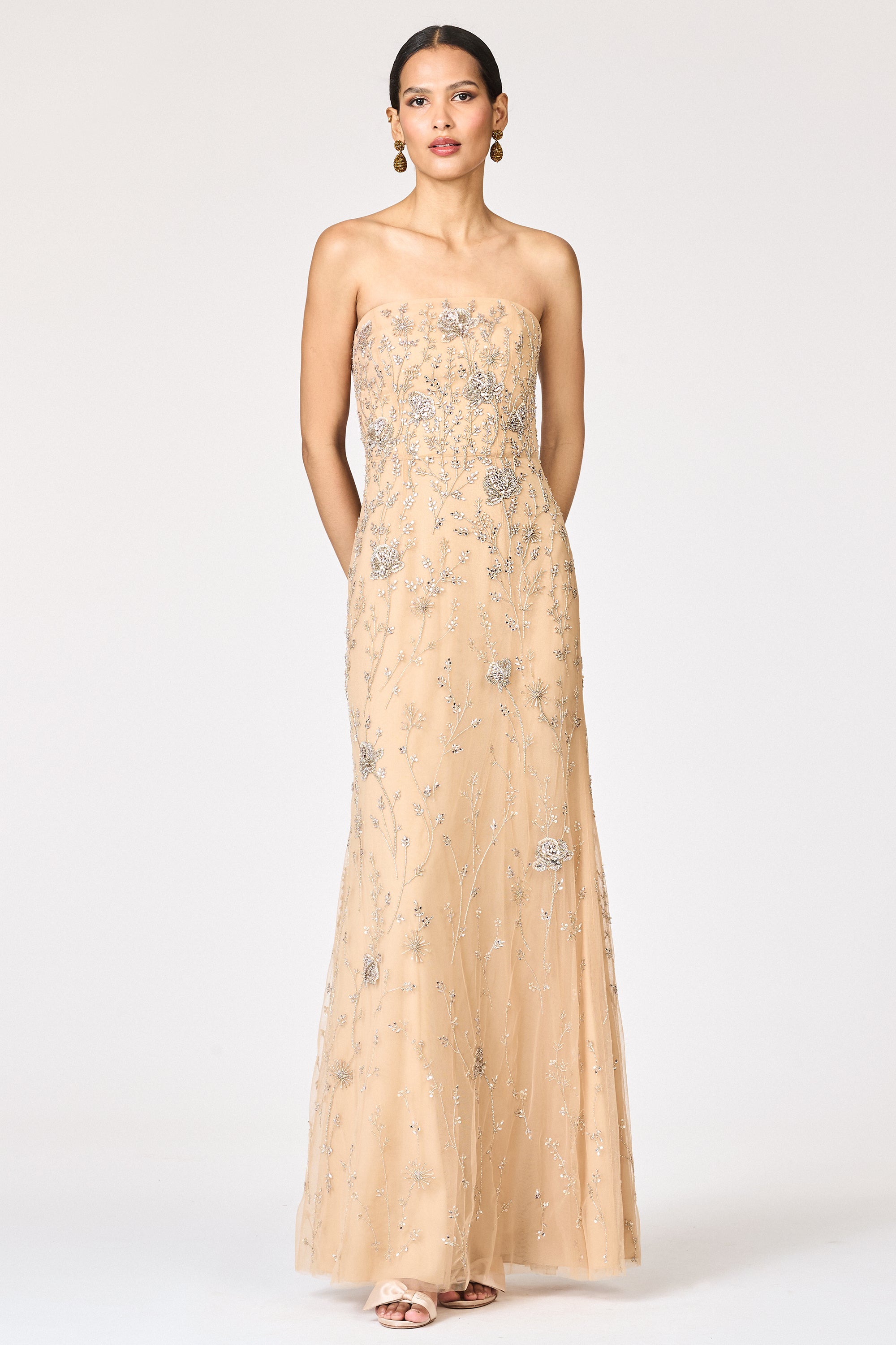 EMBELLISHED VIENNA GOWN - FAWN