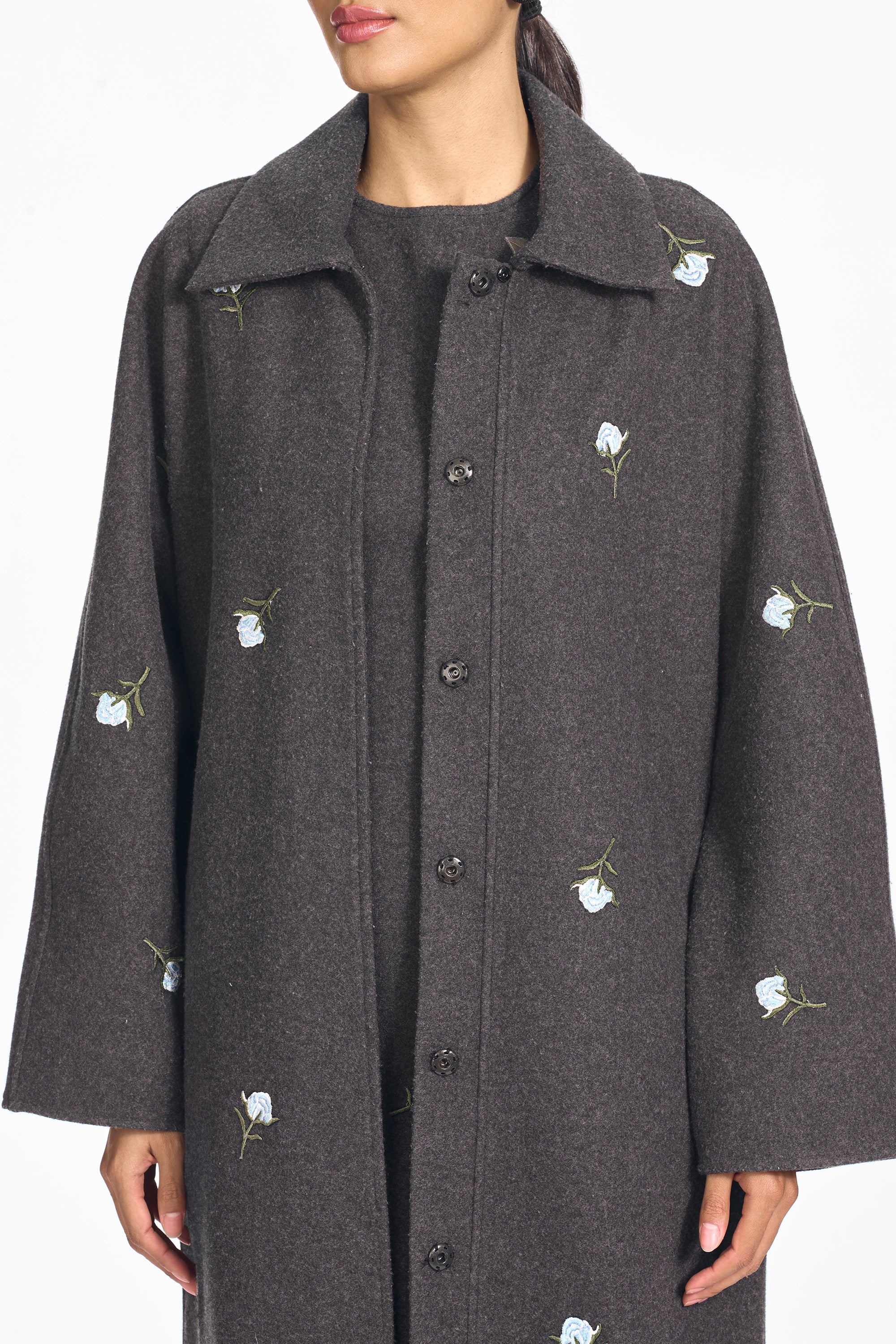 Embroidered alessandra coat graphite