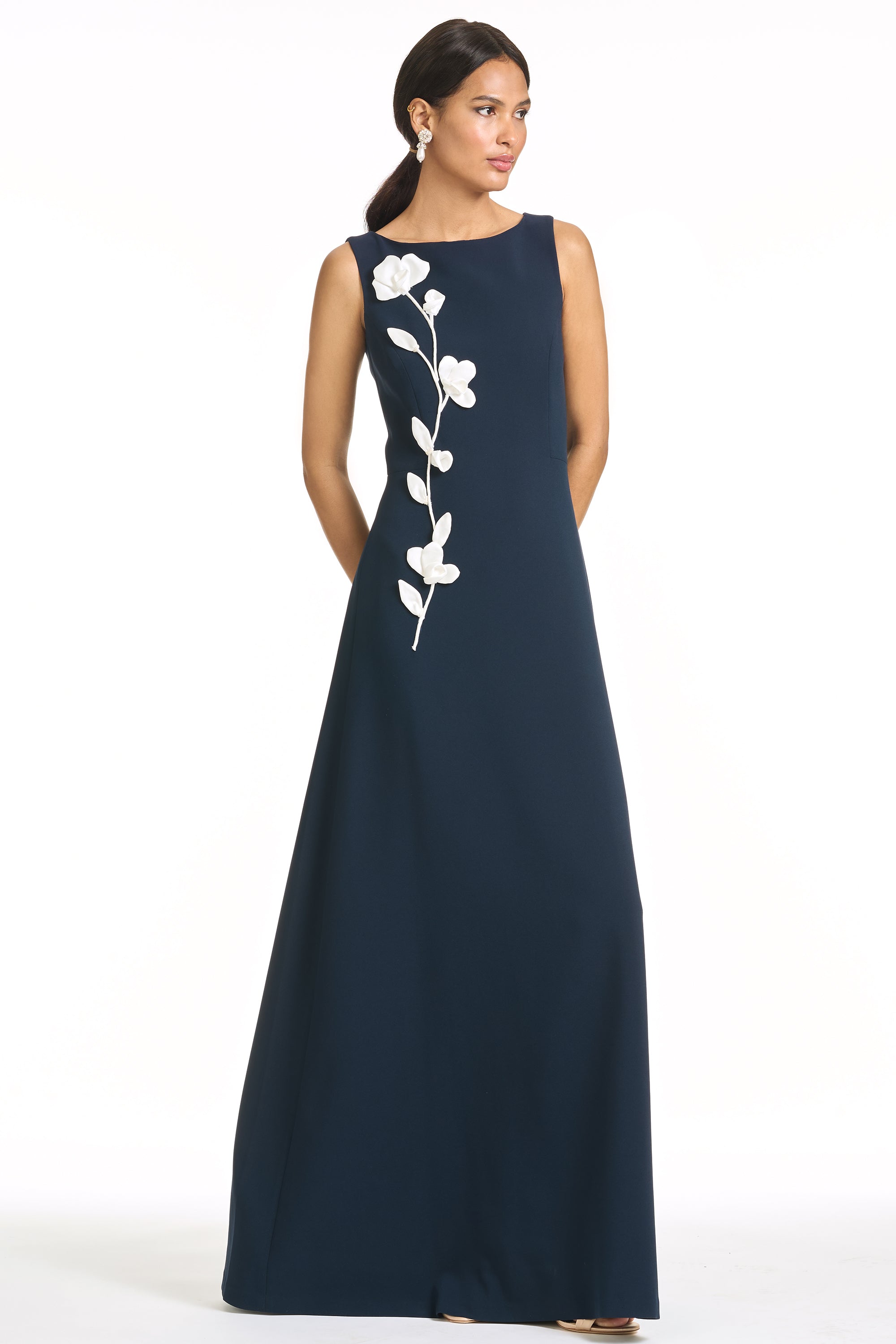 EMBROIDERED DENEE GOWN - MIDNIGHT