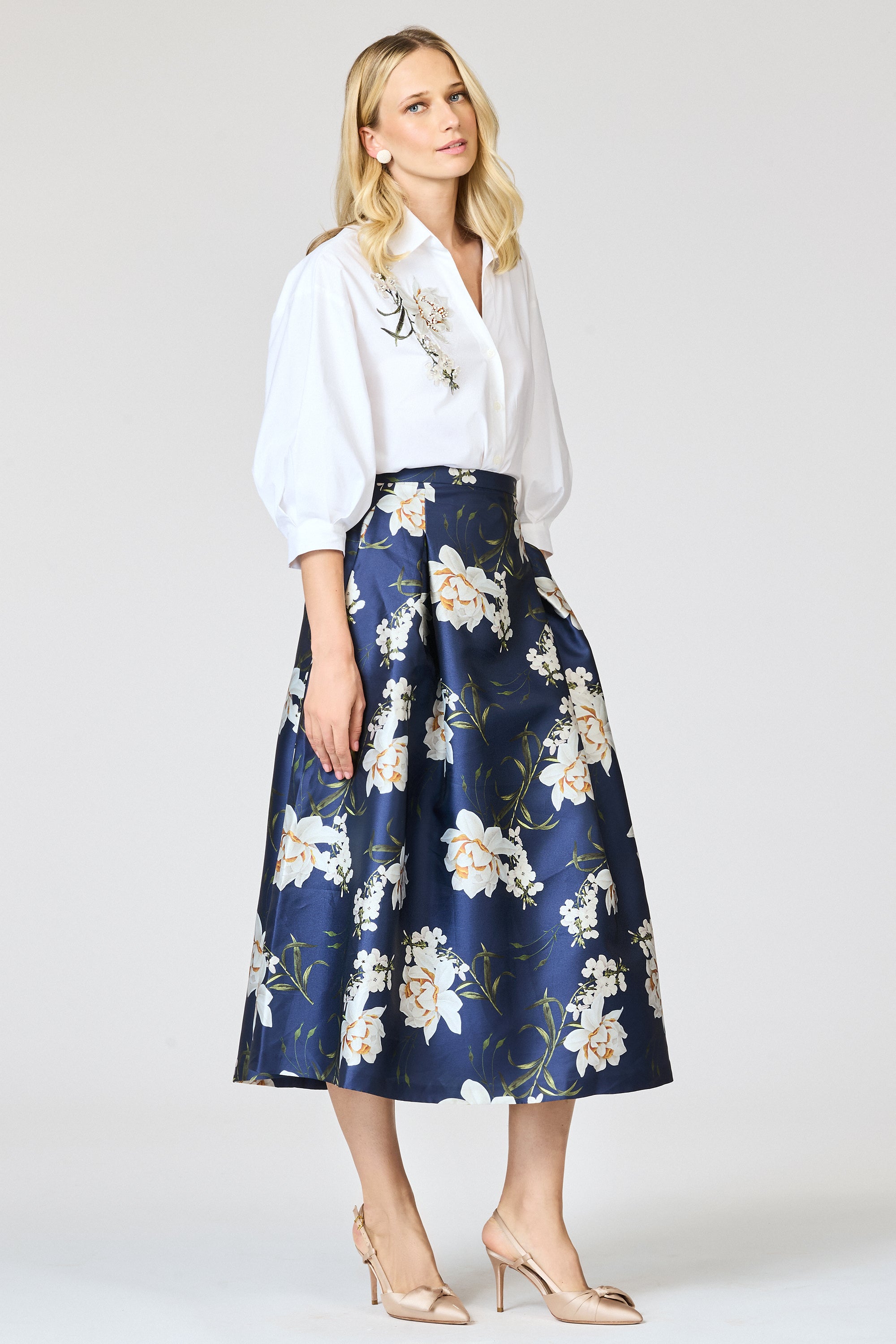 TIPPY SKIRT - NAVY NARCISSUS