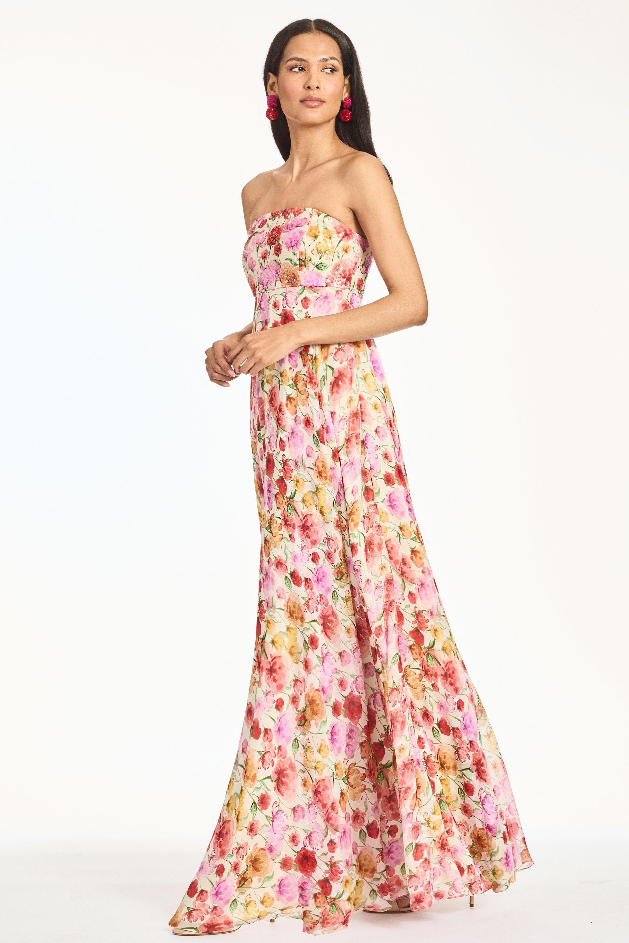 EMBELLISHED AMES GOWN - SUNSET POPPIES