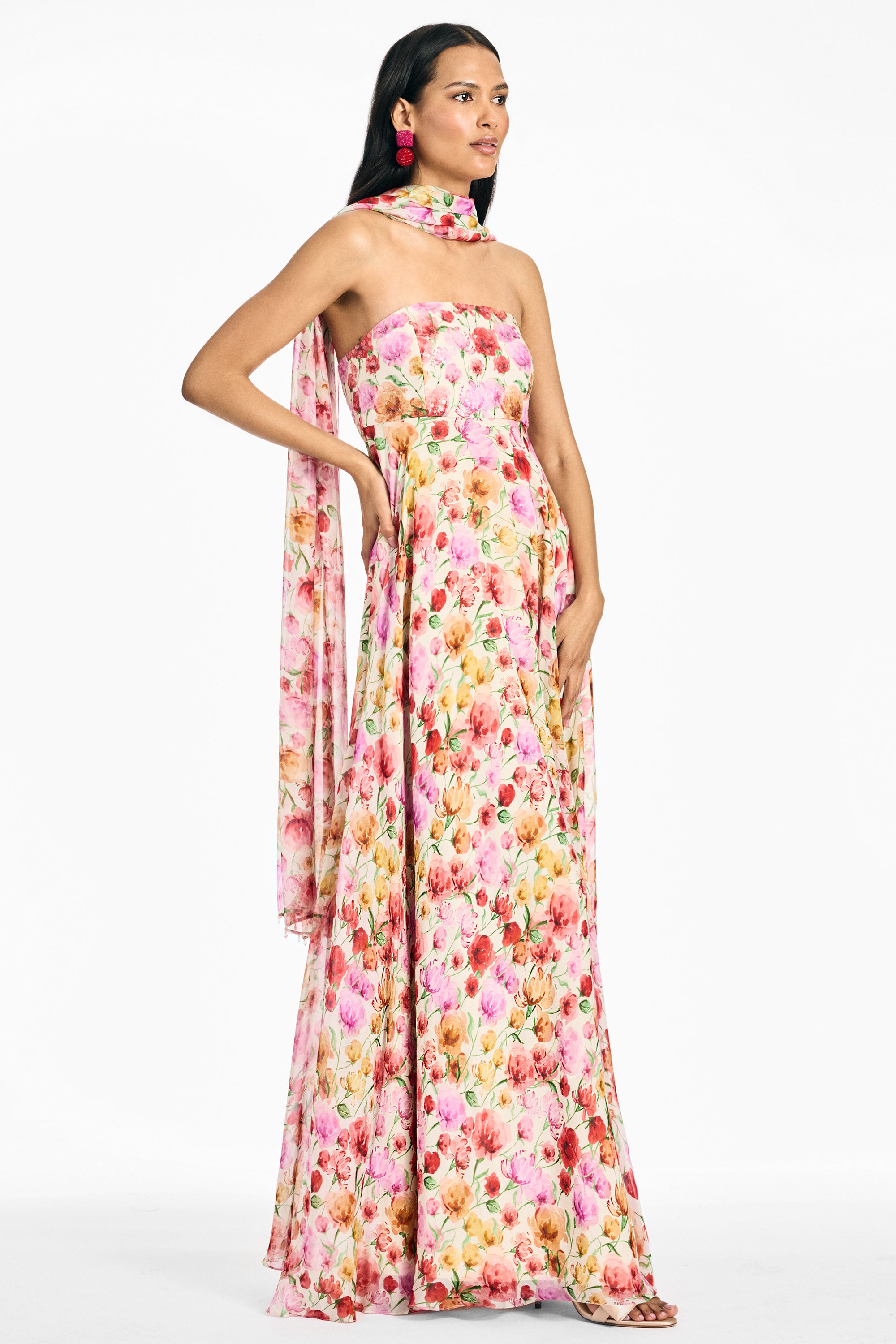 EMBELLISHED EMMY SCARF - SUNSET POPPIES