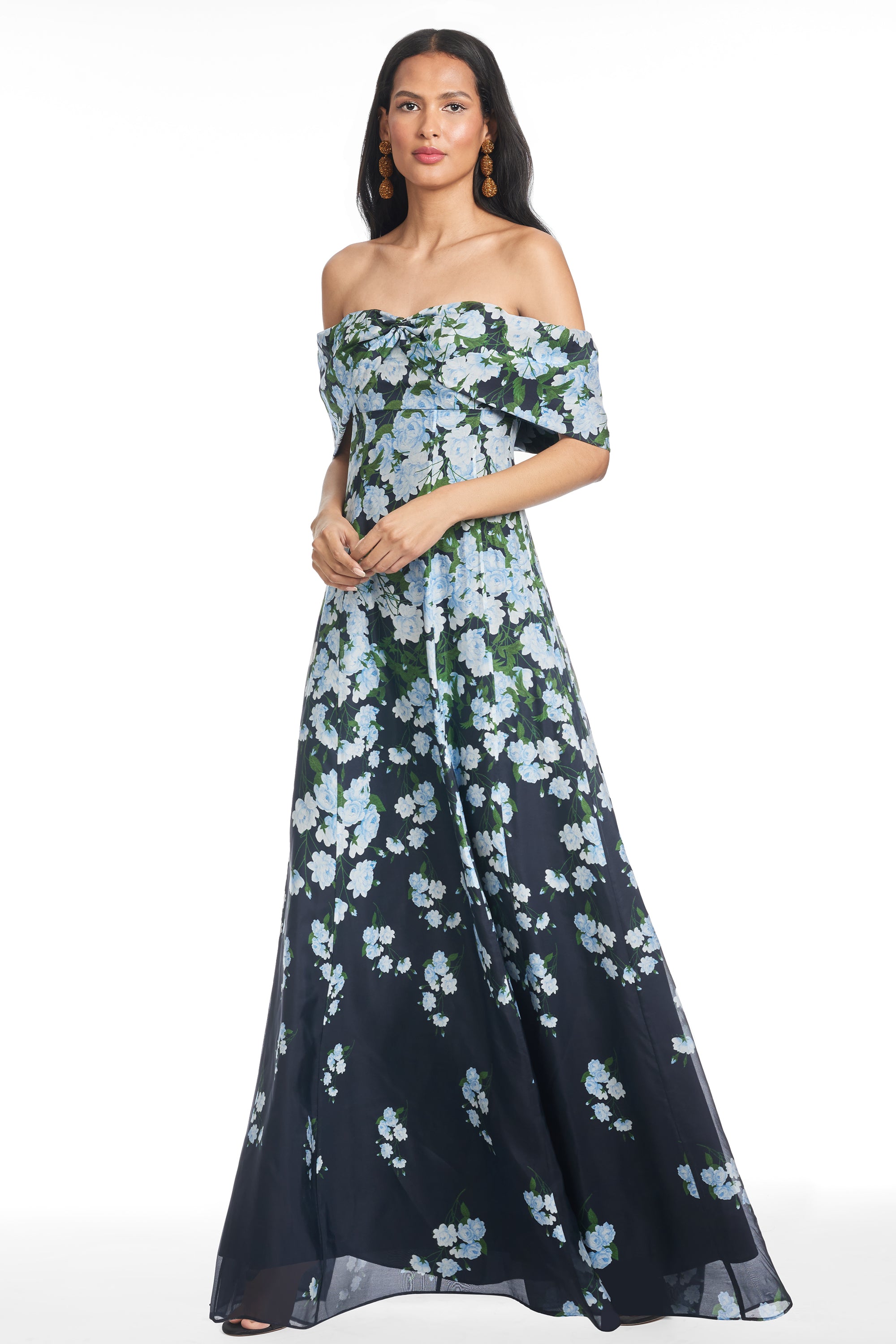 sachin and babi blue dress Sachin & Babi Kennedy Gown - Navy Degrade Florals