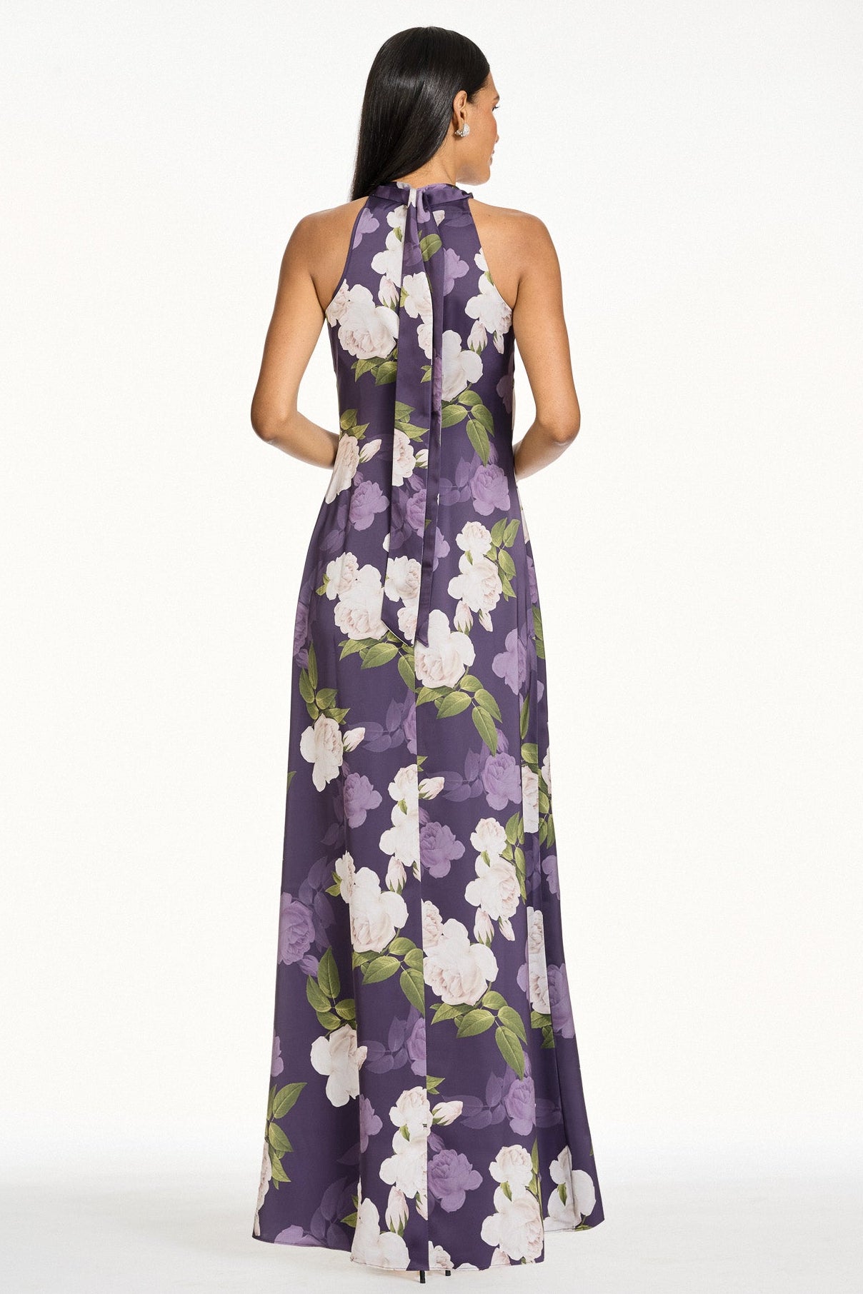 Laurant purple floral halter gown