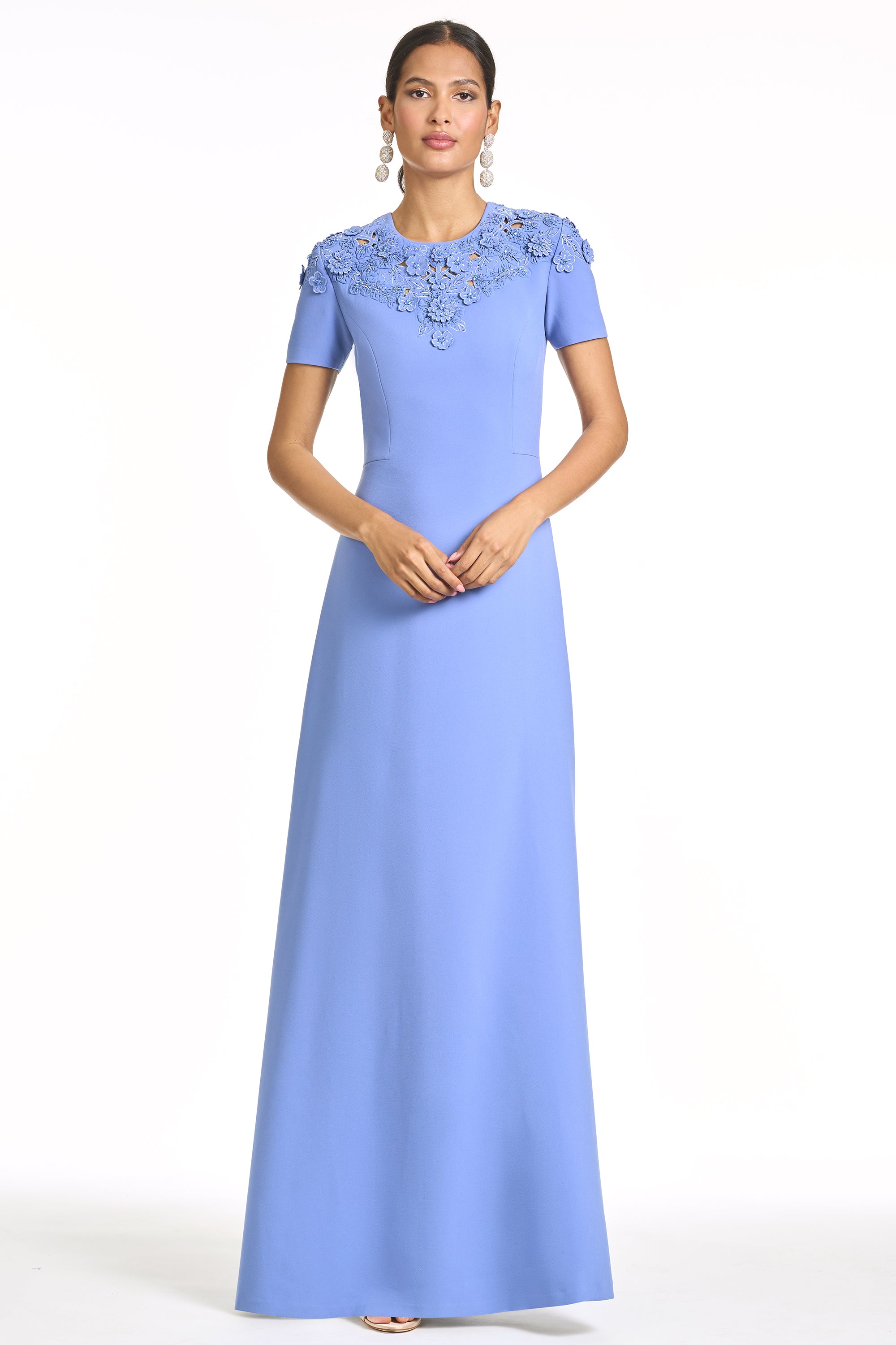EMBROIDERED ARUNA GOWN - DEEP PERIWINKLE