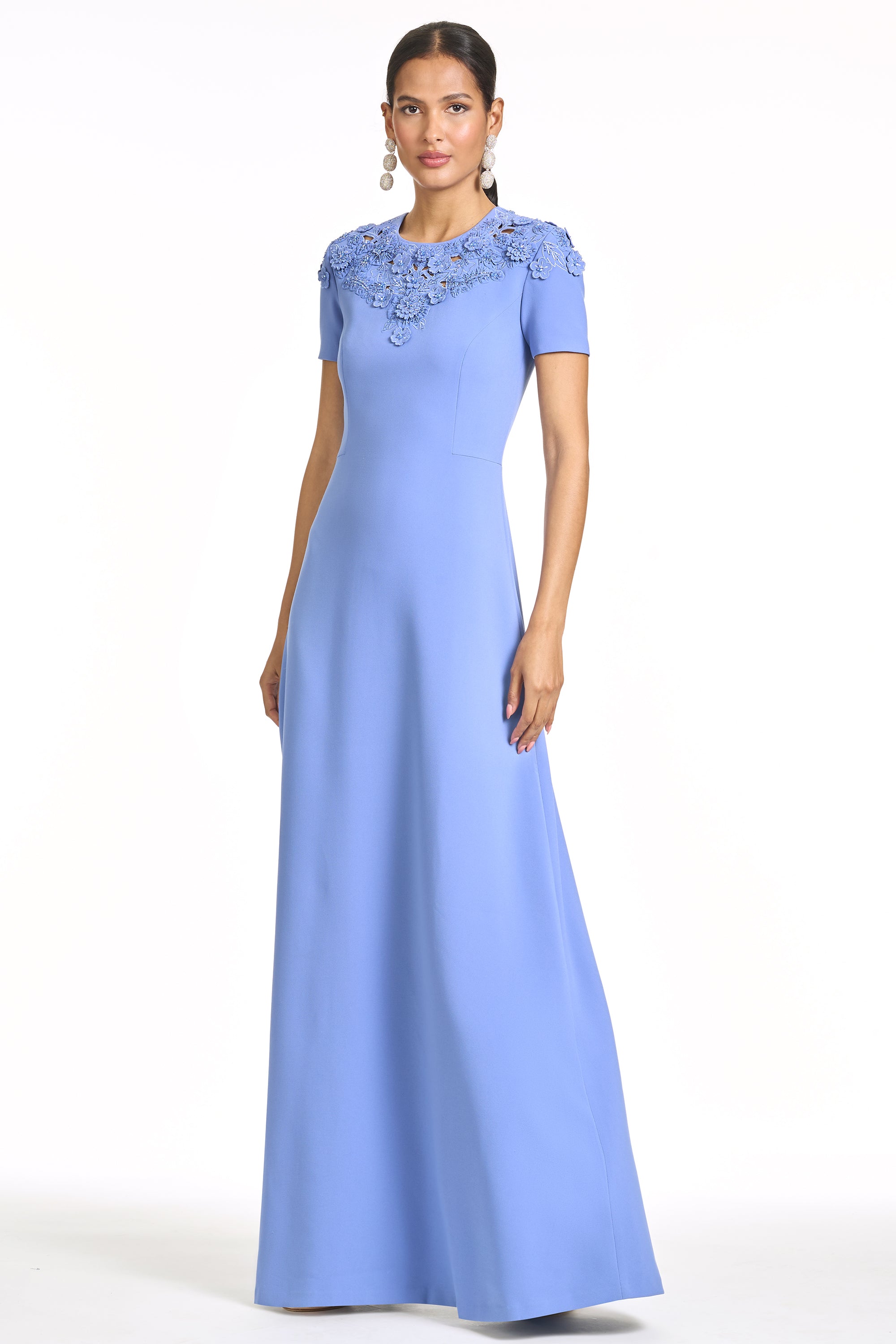 EMBROIDERED ARUNA GOWN - DEEP PERIWINKLE