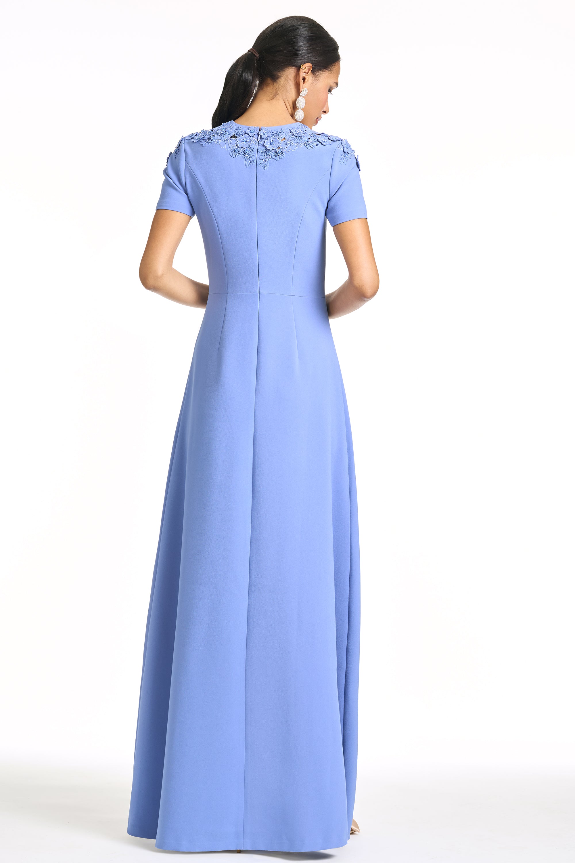 EMBROIDERED ARUNA GOWN - DEEP PERIWINKLE