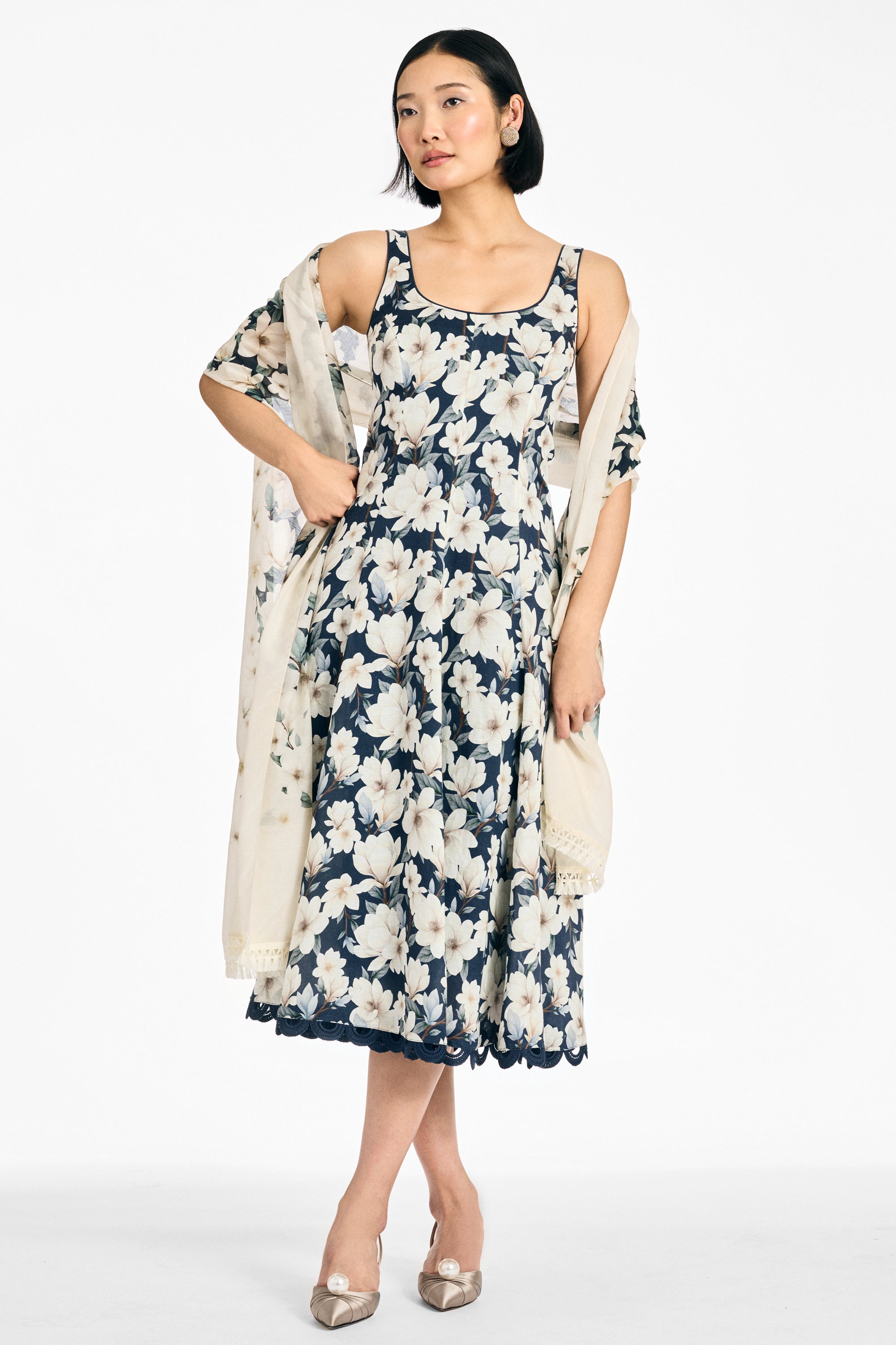 FLORIE SCARF - MIDNIGHT MAGNOLIA