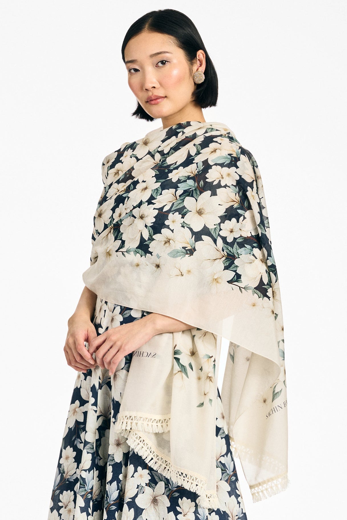 FLORIE SCARF - MIDNIGHT MAGNOLIA